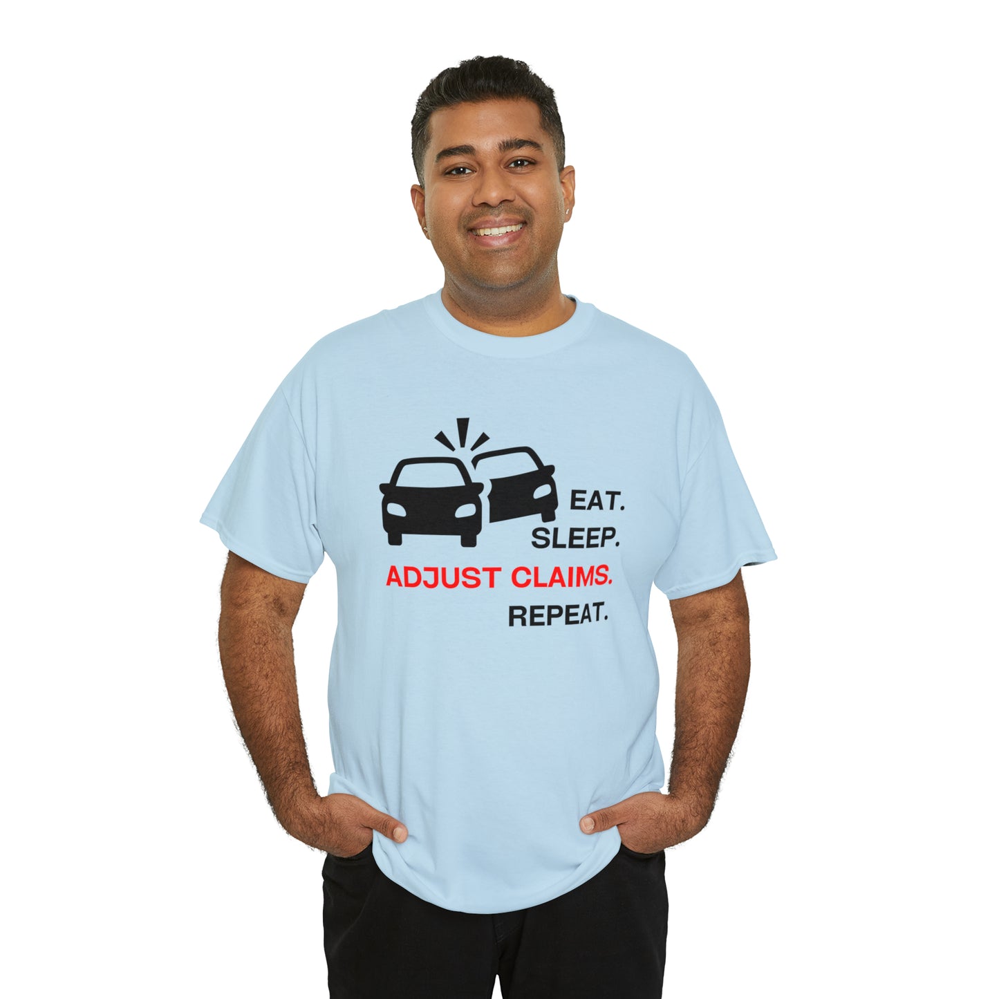 Claims Adjuster (Double Car/ Black Print) Unisex Heavy Cotton Tee