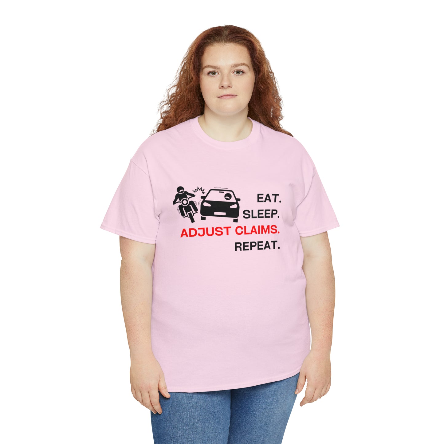 Claims Adjuster (Motorcyclist / Car / Black) Unisex Heavy Cotton Tee
