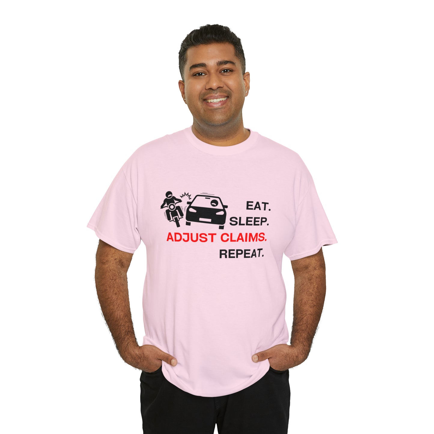 Claims Adjuster (Motorcyclist / Car / Black) Unisex Heavy Cotton Tee