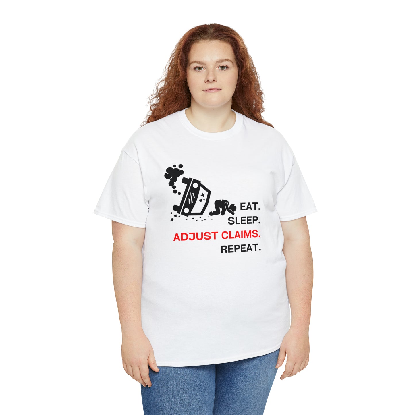 Claims Adjuster (Car Flip/Driver/Black) Unisex Heavy Cotton Tee