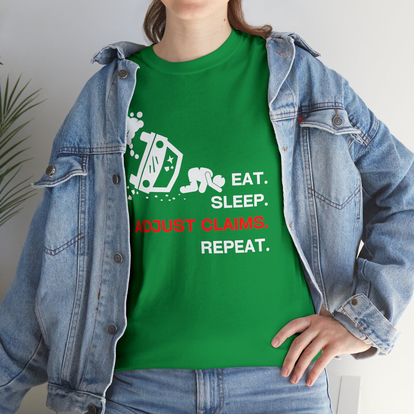 Claims Adjuster (Car Flip/Driver/White) Unisex Heavy Cotton Tee