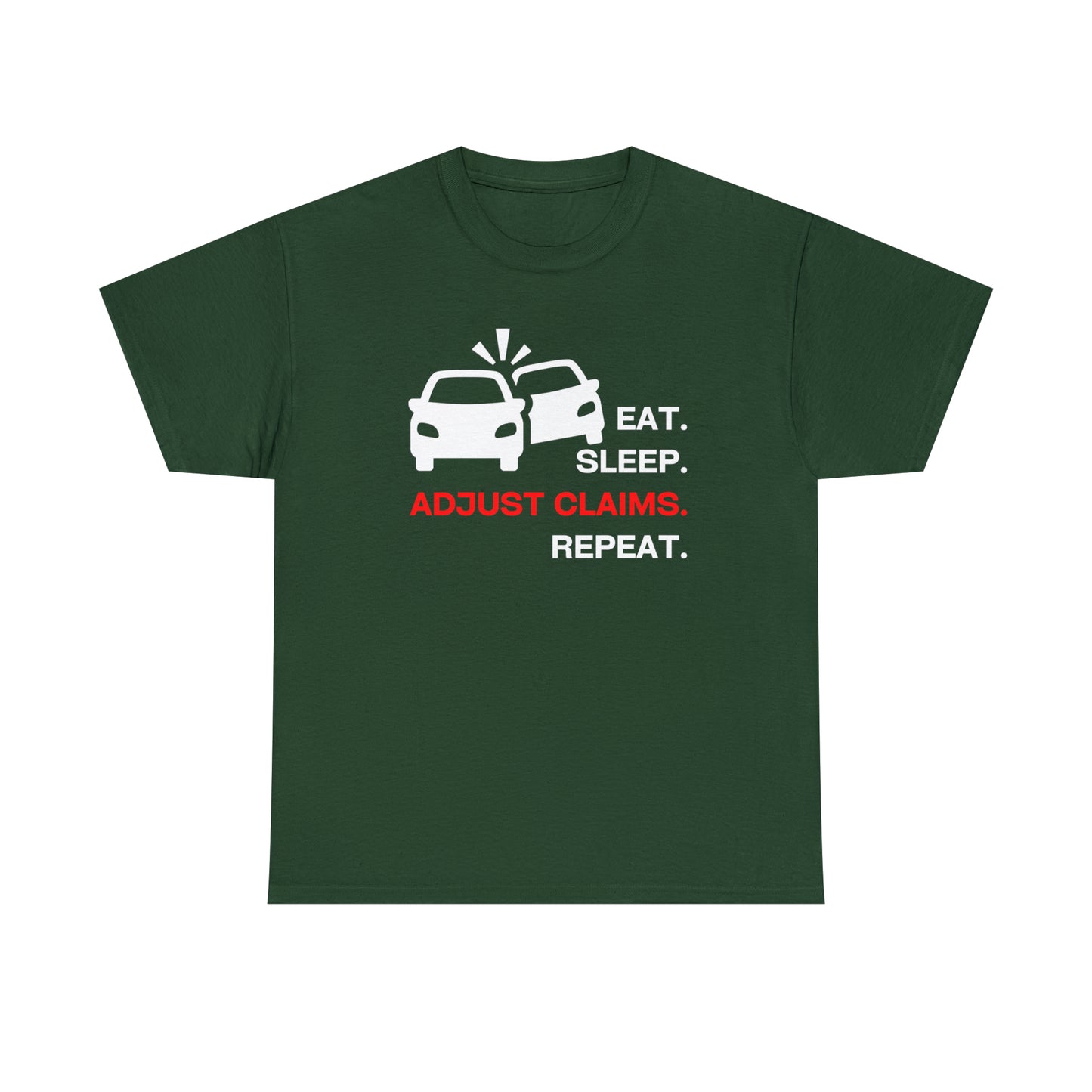 Claims Adjuster (Double Car/ White Print) Unisex Heavy Cotton Tee