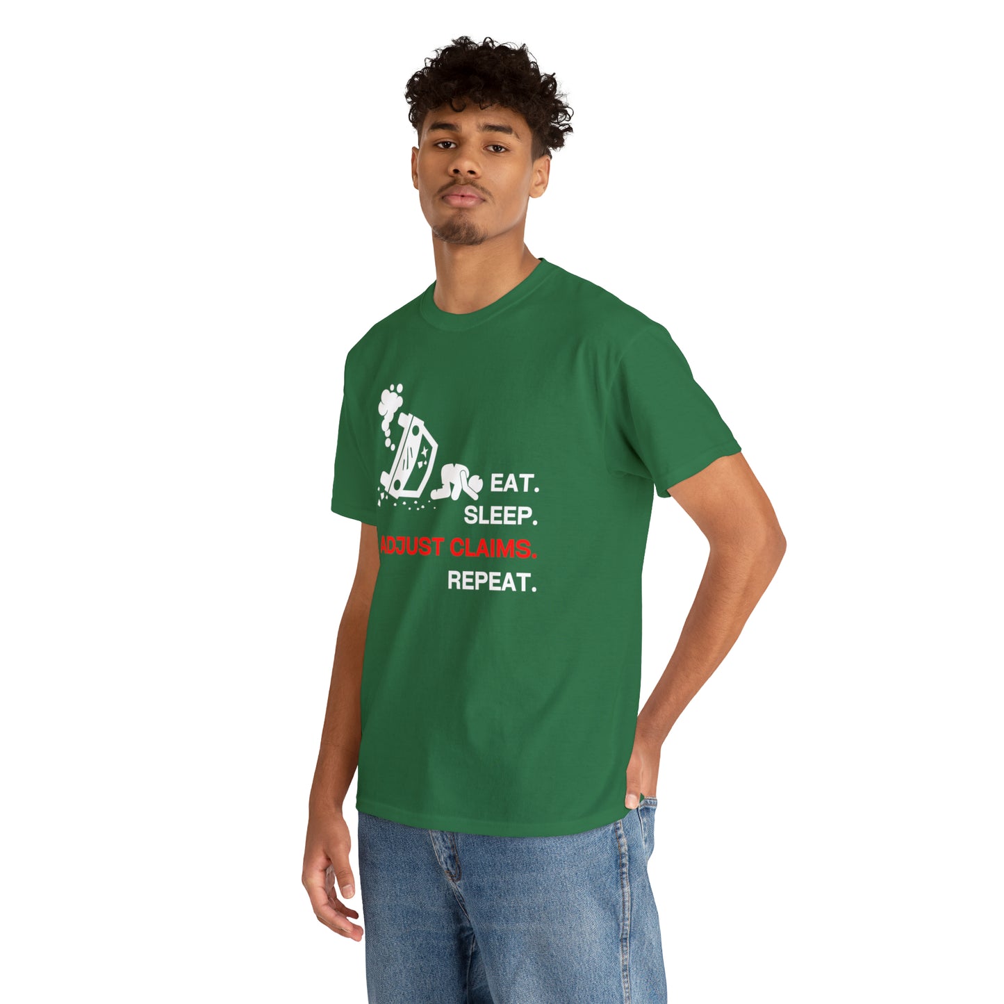 Claims Adjuster (Car Flip/Driver/White) Unisex Heavy Cotton Tee