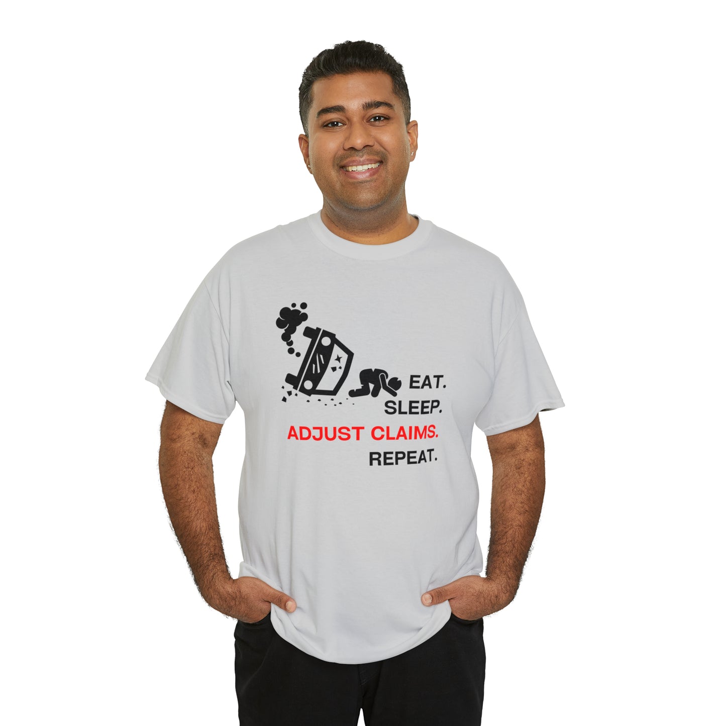Claims Adjuster (Car Flip/Driver/Black) Unisex Heavy Cotton Tee