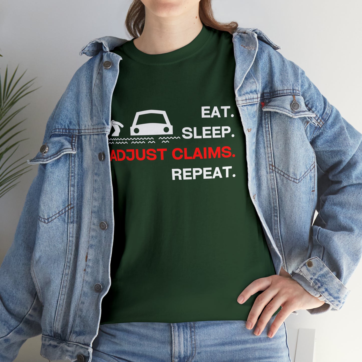 Claims Adjuster (Flooded Car / White) Unisex Heavy Cotton Tee