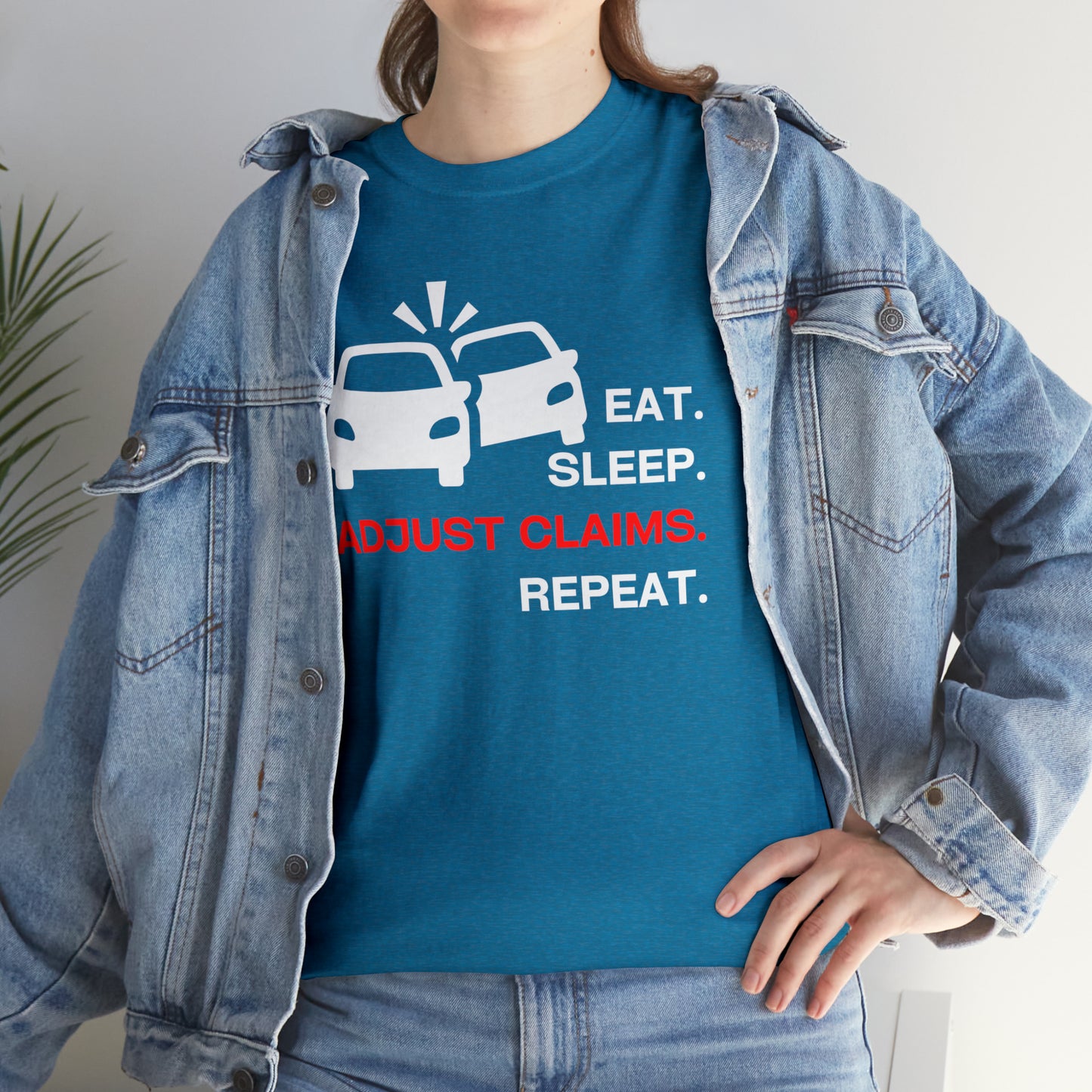 Claims Adjuster (Double Car/ White Print) Unisex Heavy Cotton Tee