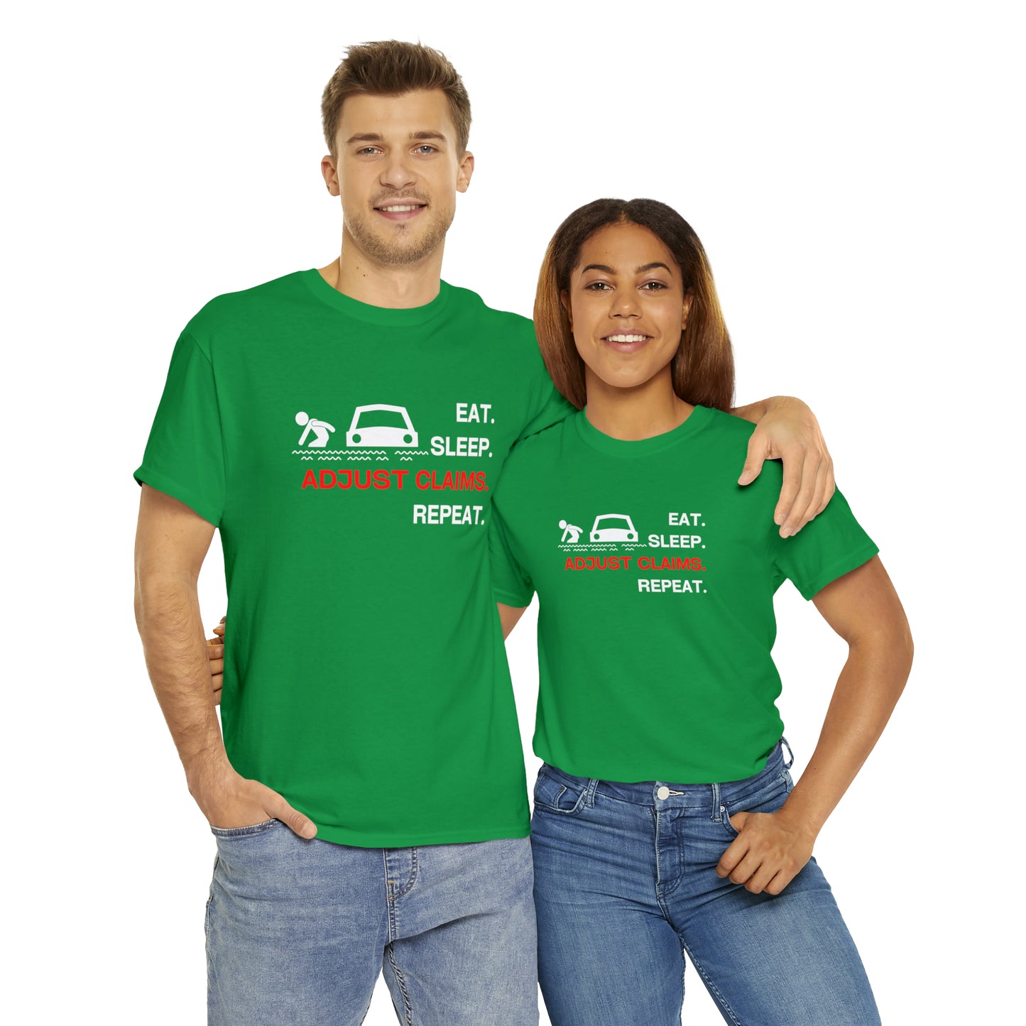 Claims Adjuster (Flooded Car / White) Unisex Heavy Cotton Tee