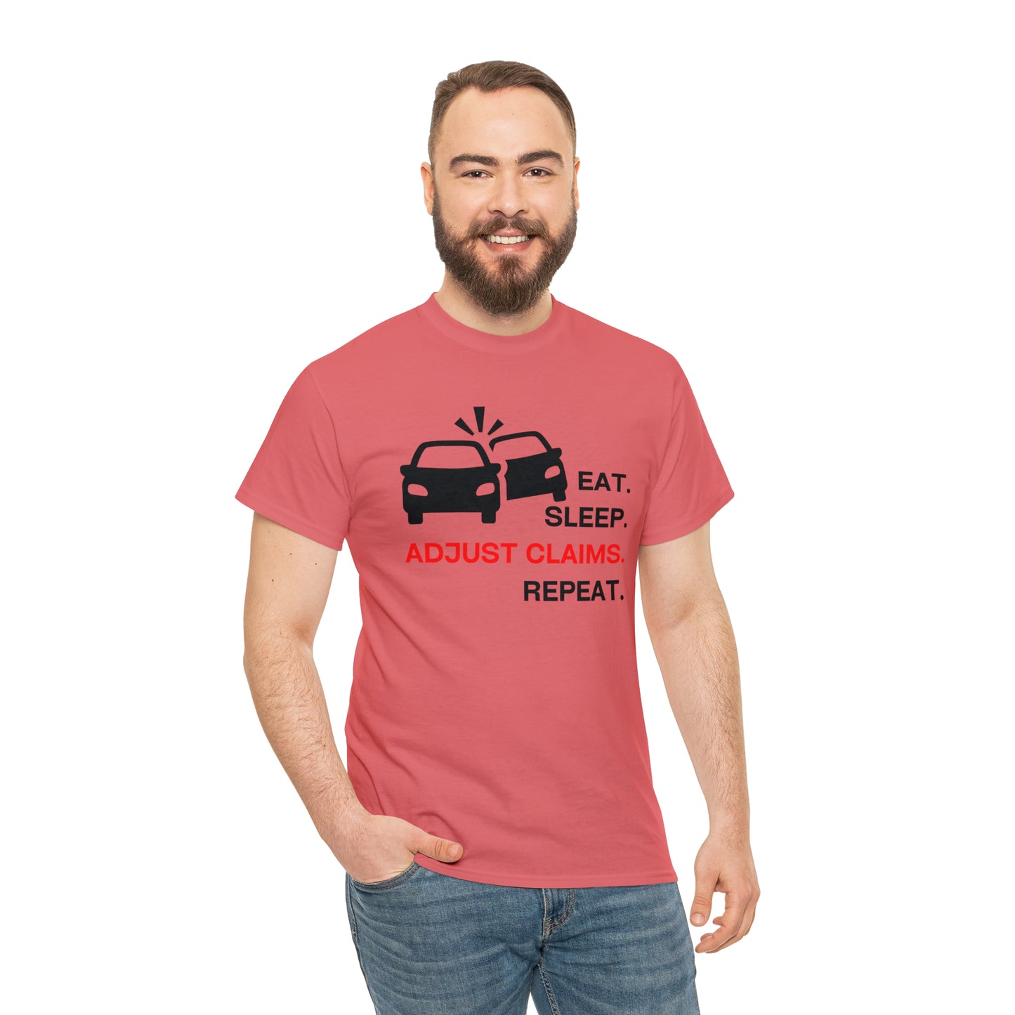 Claims Adjuster (Double Car/ Black Print) Unisex Heavy Cotton Tee