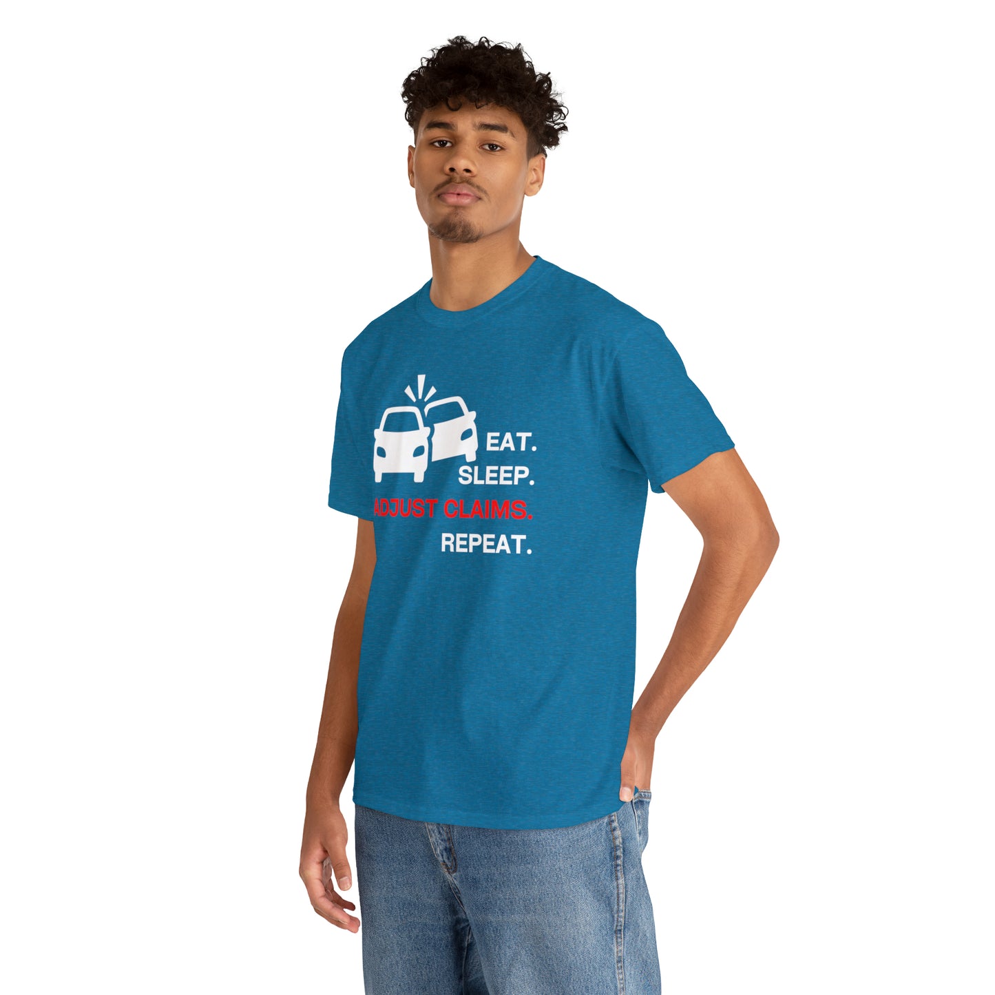 Claims Adjuster (Double Car/ White Print) Unisex Heavy Cotton Tee
