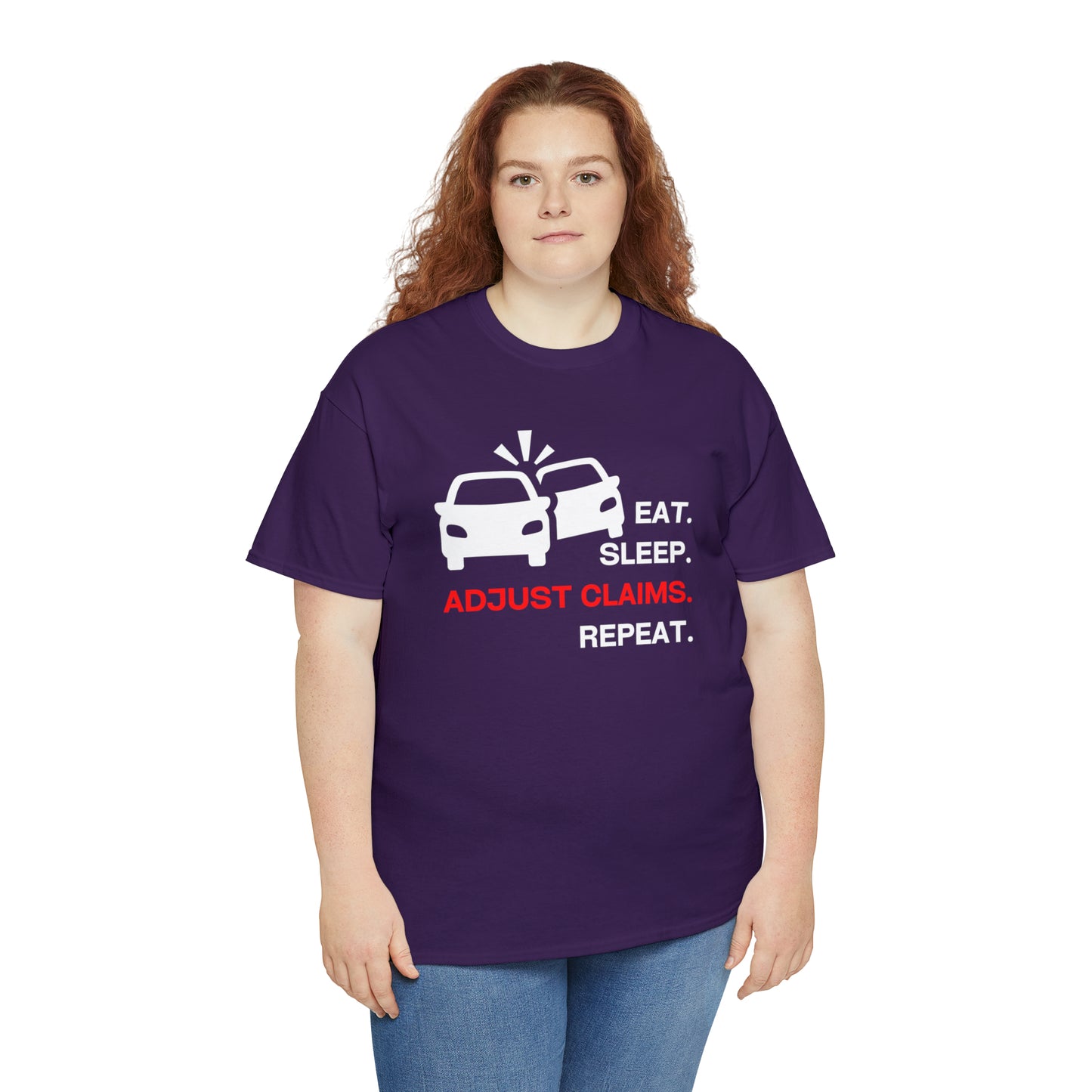 Claims Adjuster (Double Car/ White Print) Unisex Heavy Cotton Tee