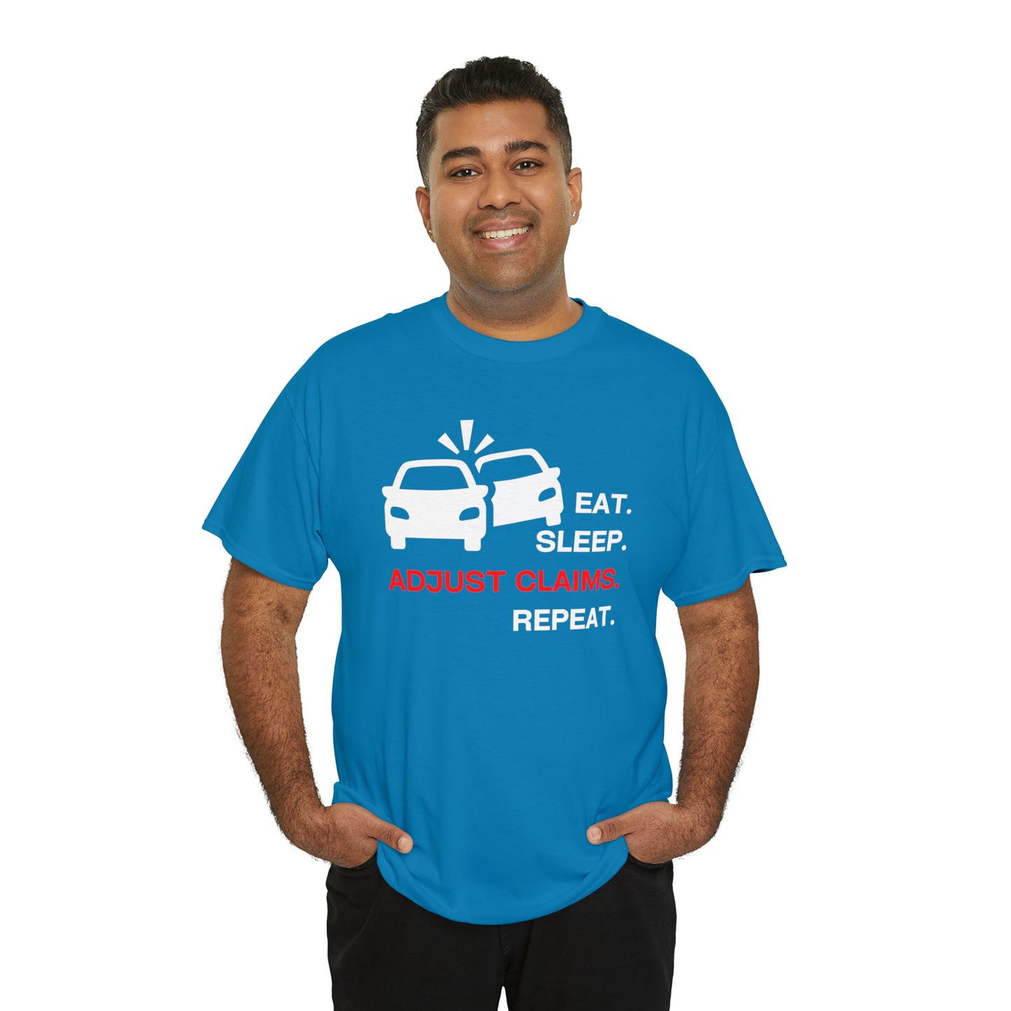 Claims Adjuster (Double Car/ White Print) Unisex Heavy Cotton Tee