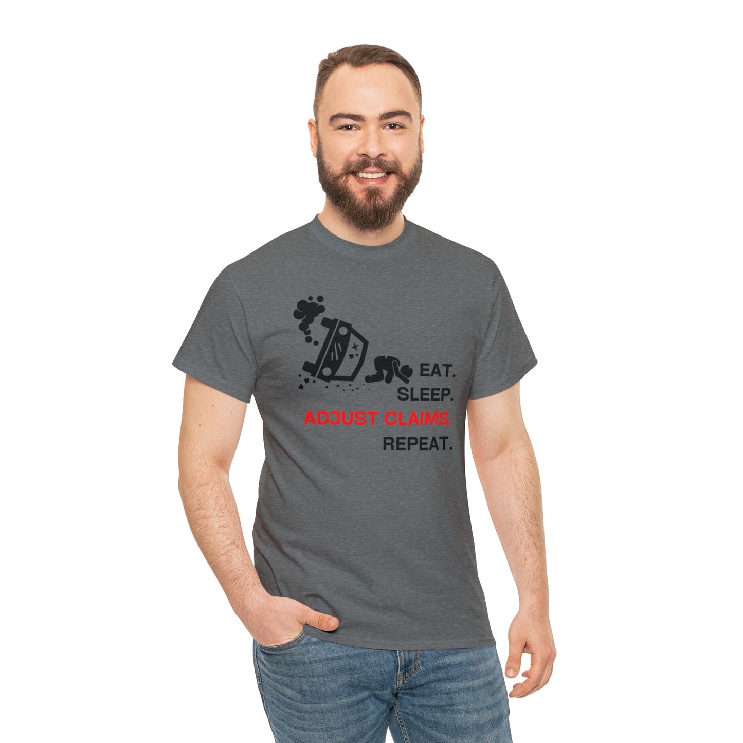 Claims Adjuster (Car Flip/Driver/Black) Unisex Heavy Cotton Tee