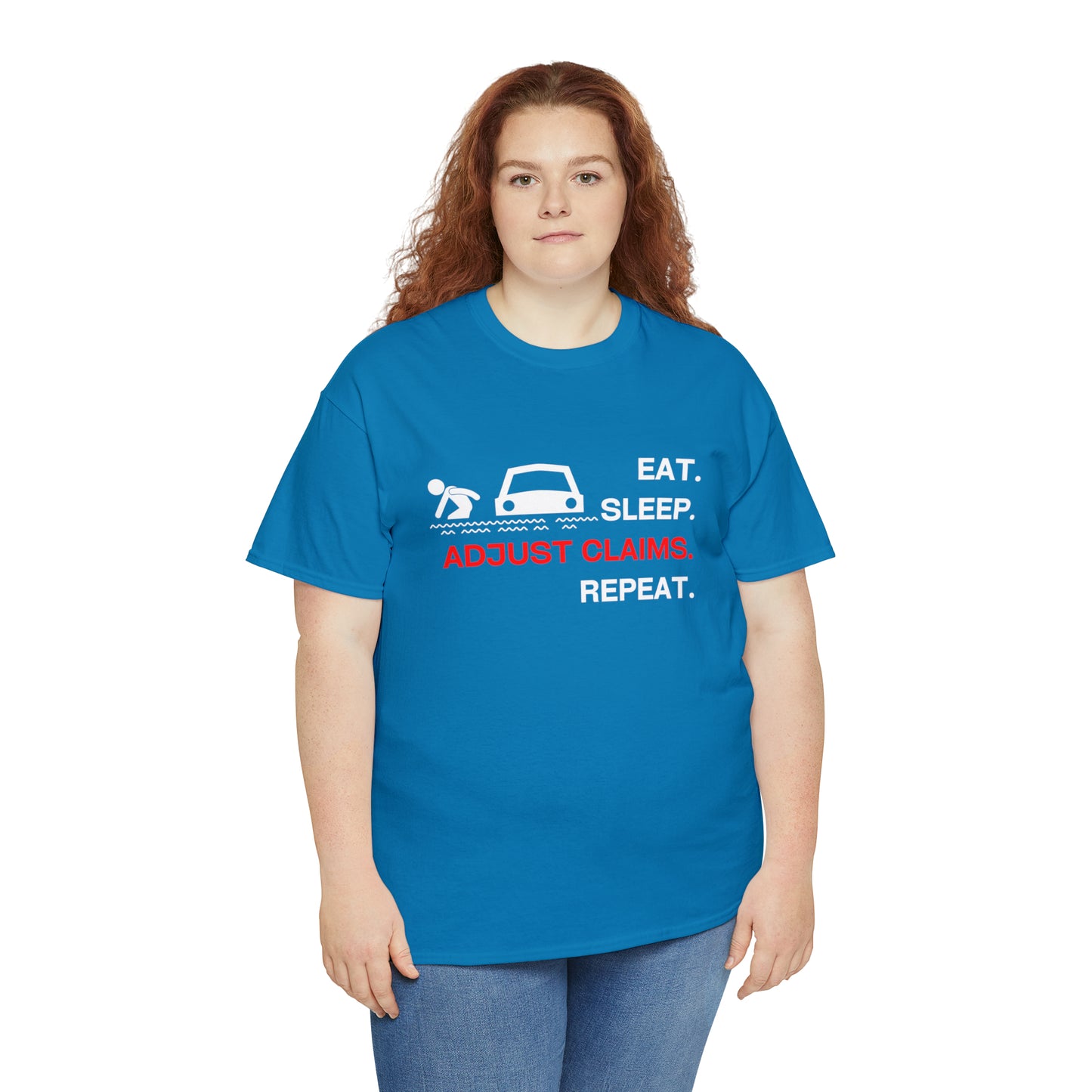 Claims Adjuster (Flooded Car / White) Unisex Heavy Cotton Tee