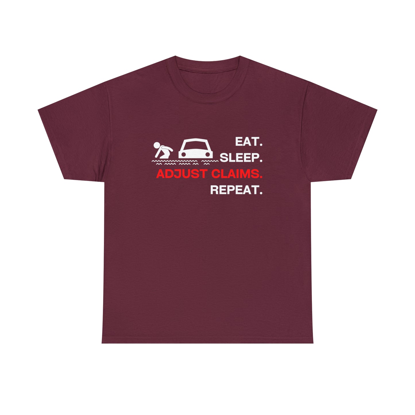 Claims Adjuster (Flooded Car / White) Unisex Heavy Cotton Tee