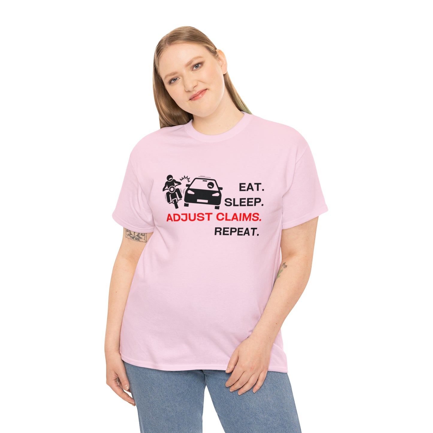 Claims Adjuster (Motorcyclist / Car / Black) Unisex Heavy Cotton Tee