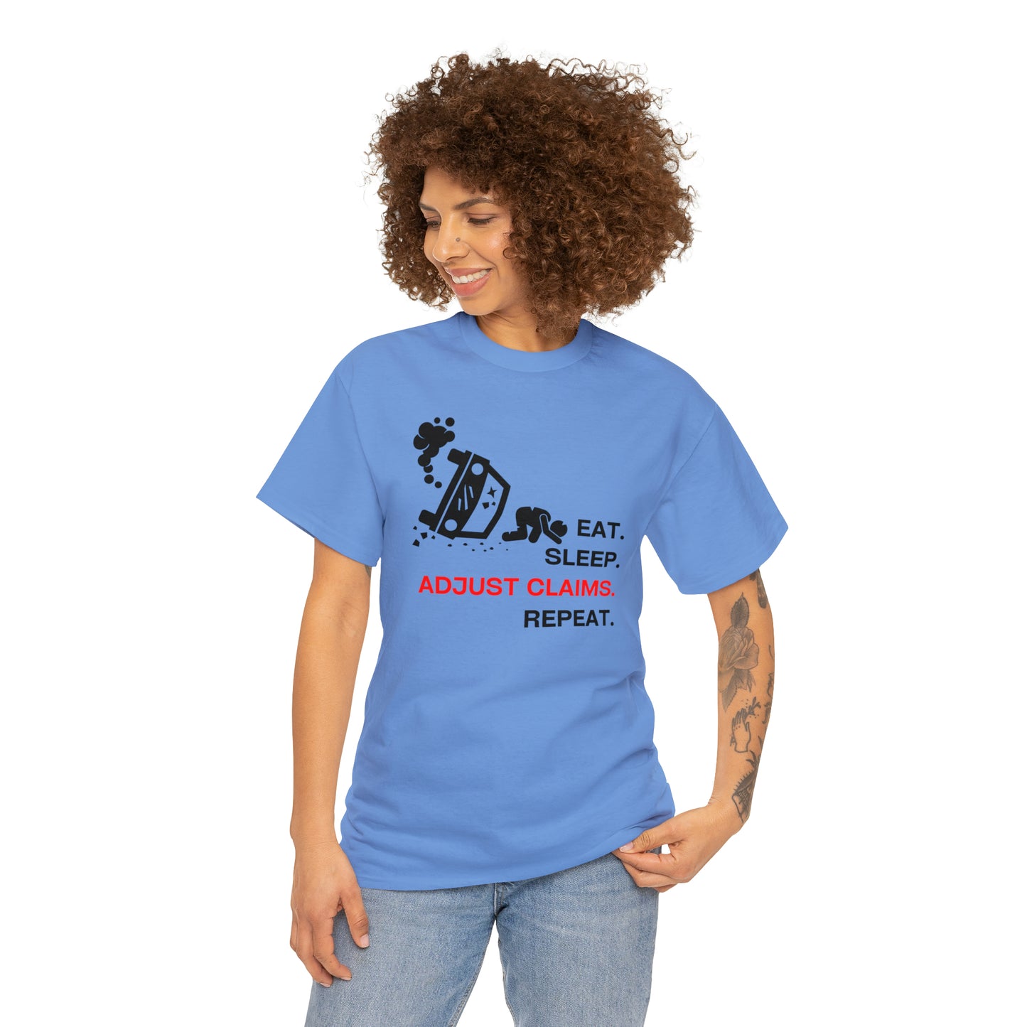 Claims Adjuster (Car Flip/Driver/Black) Unisex Heavy Cotton Tee