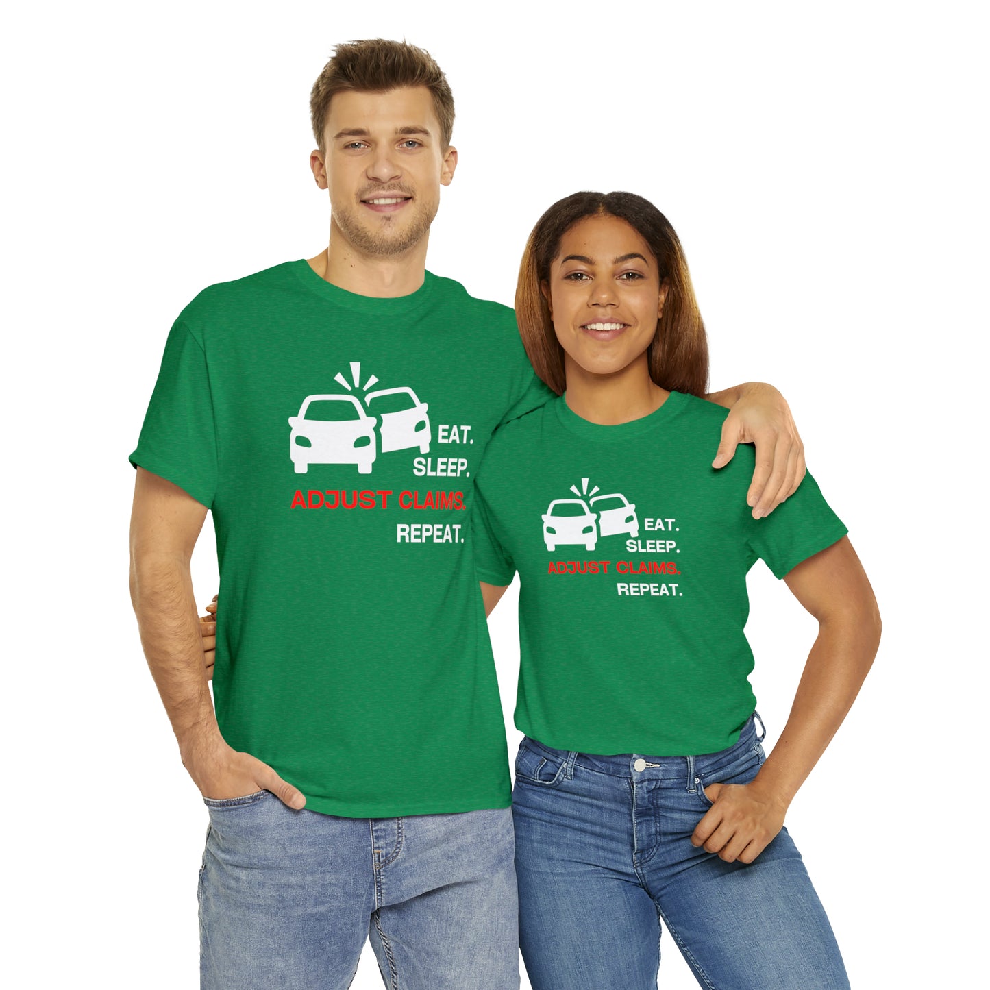 Claims Adjuster (Double Car/ White Print) Unisex Heavy Cotton Tee