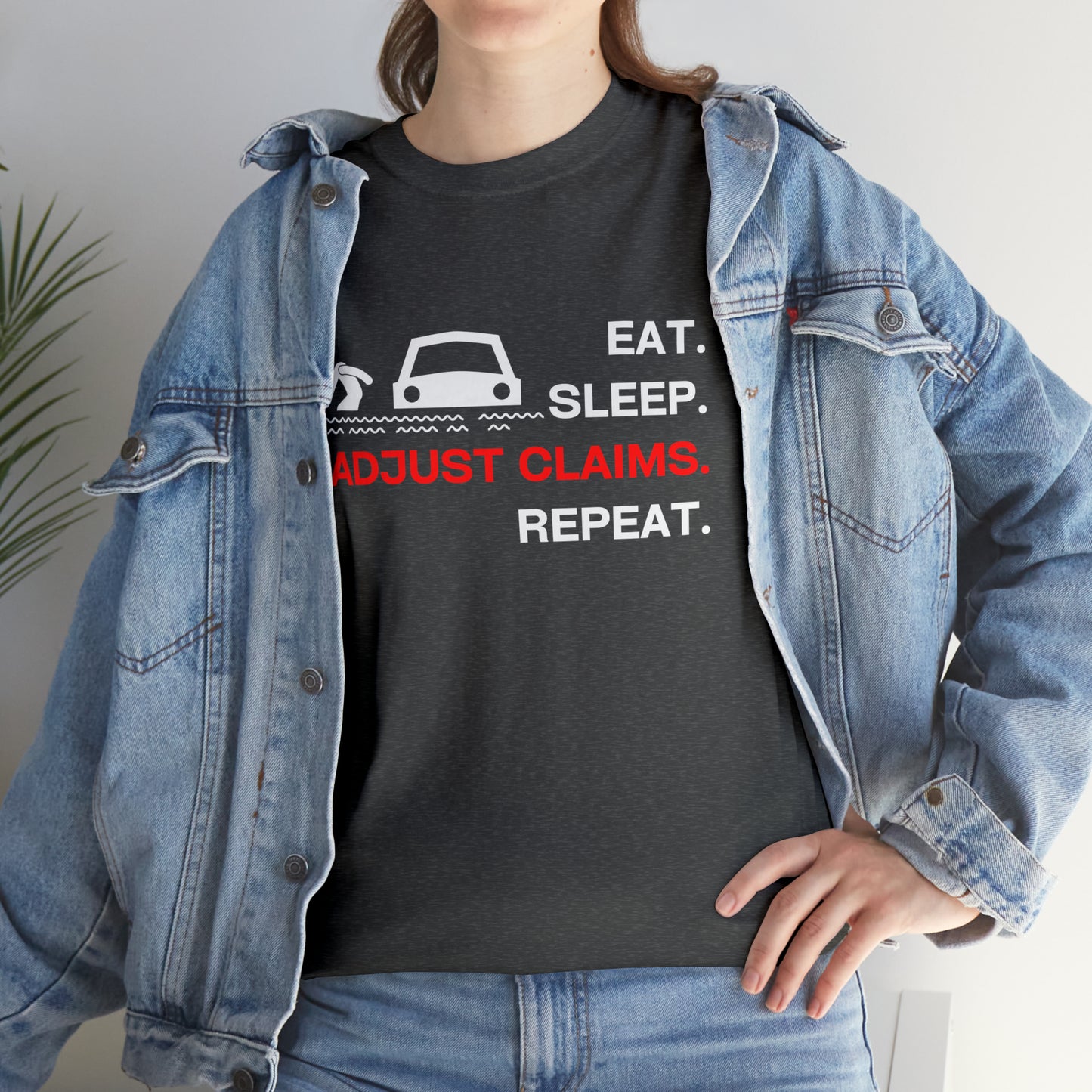 Claims Adjuster (Flooded Car / White) Unisex Heavy Cotton Tee