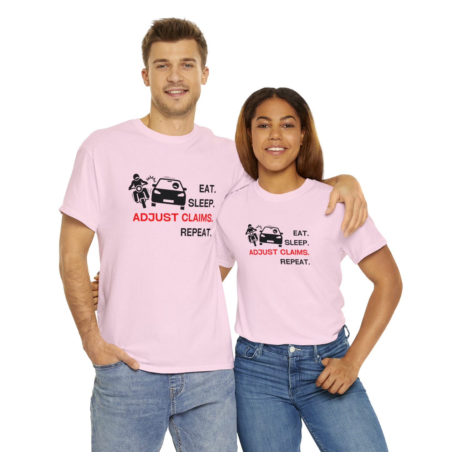 Claims Adjuster (Motorcyclist / Car / Black) Unisex Heavy Cotton Tee