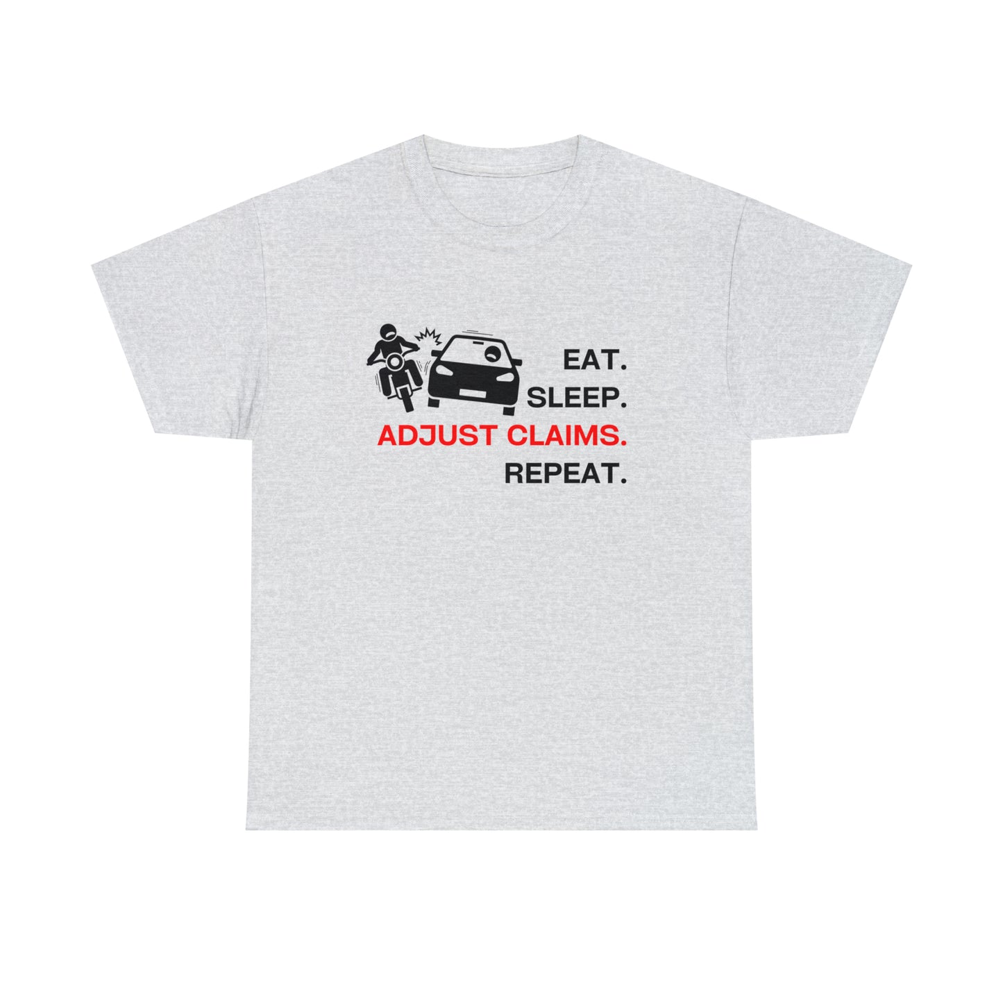 Claims Adjuster (Motorcyclist / Car / Black) Unisex Heavy Cotton Tee