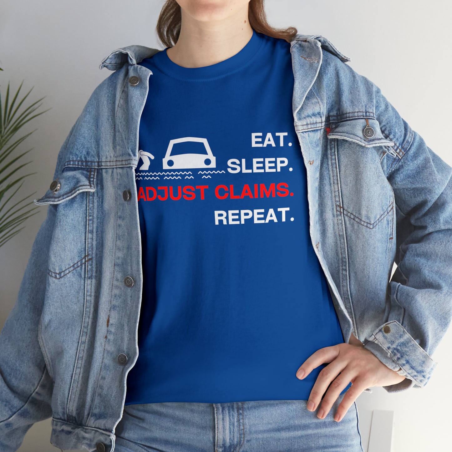 Claims Adjuster (Flooded Car / White) Unisex Heavy Cotton Tee