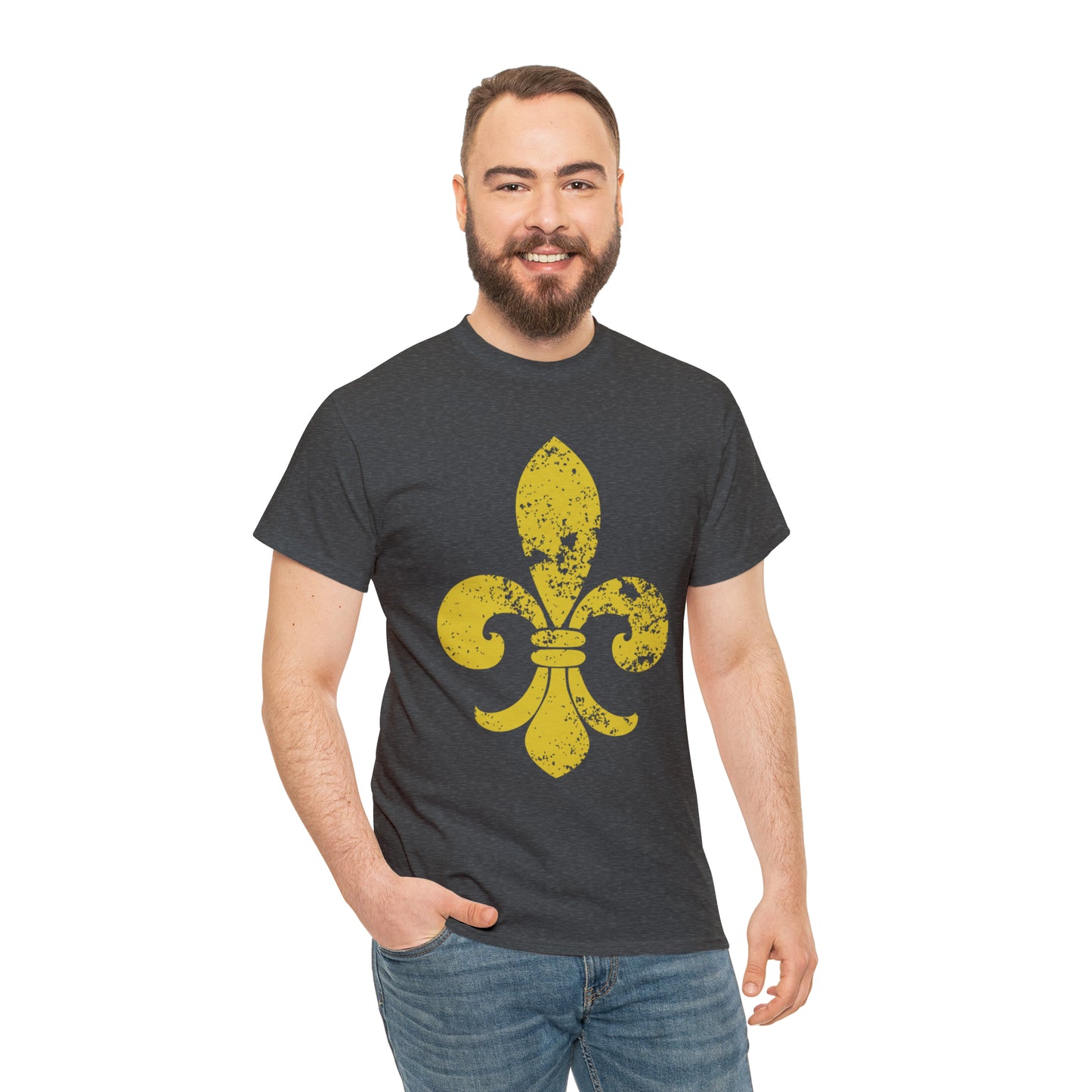 Gold Fleur-De-Lis Heavy Cotton Unisex Tee