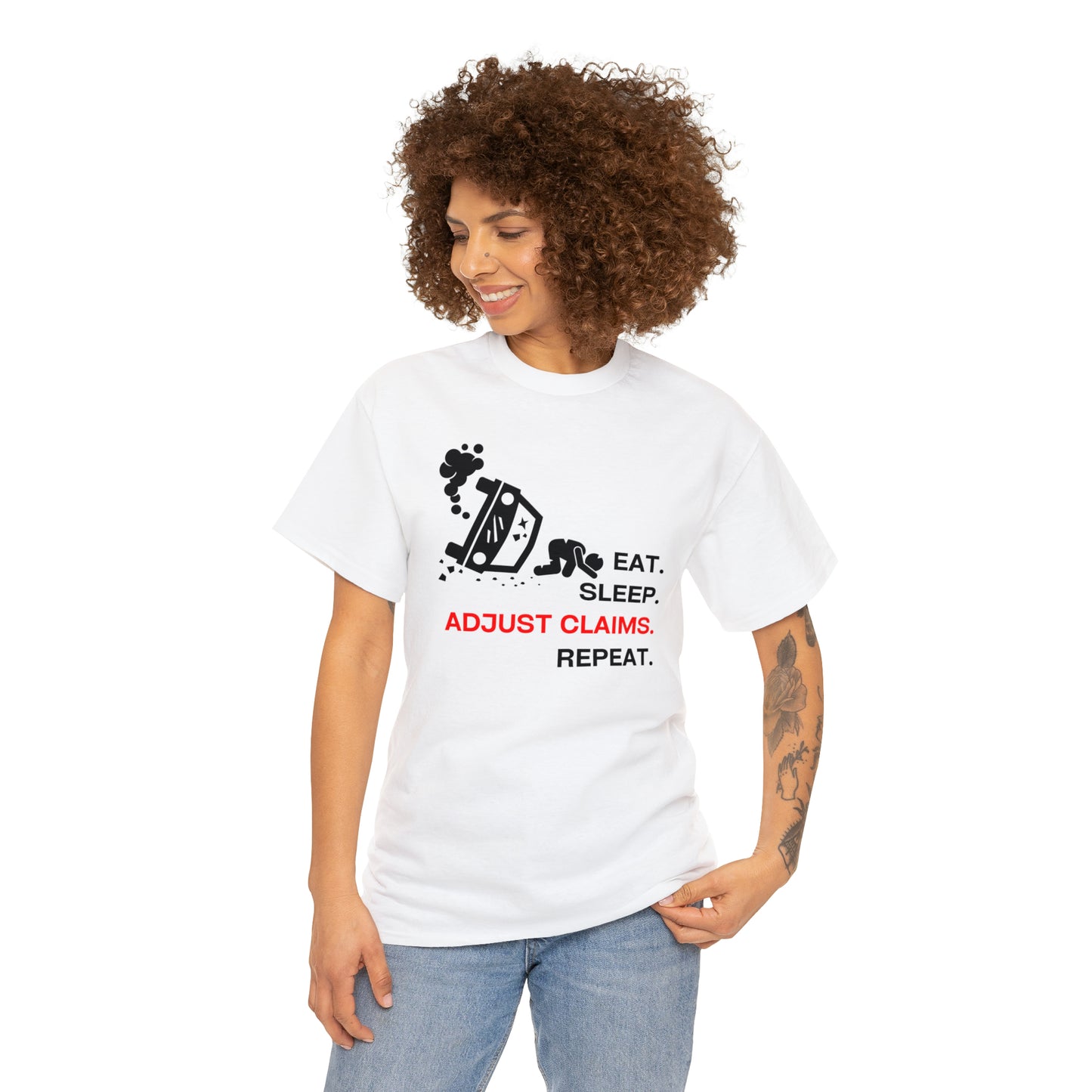 Claims Adjuster (Car Flip/Driver/Black) Unisex Heavy Cotton Tee