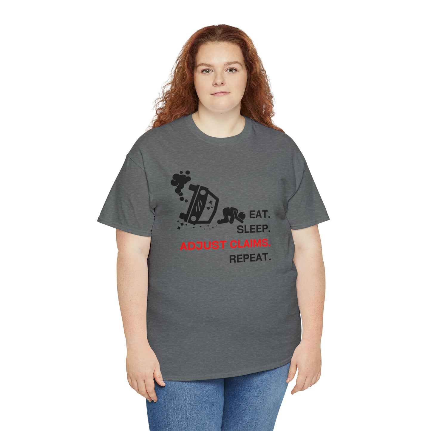Claims Adjuster (Car Flip/Driver/Black) Unisex Heavy Cotton Tee