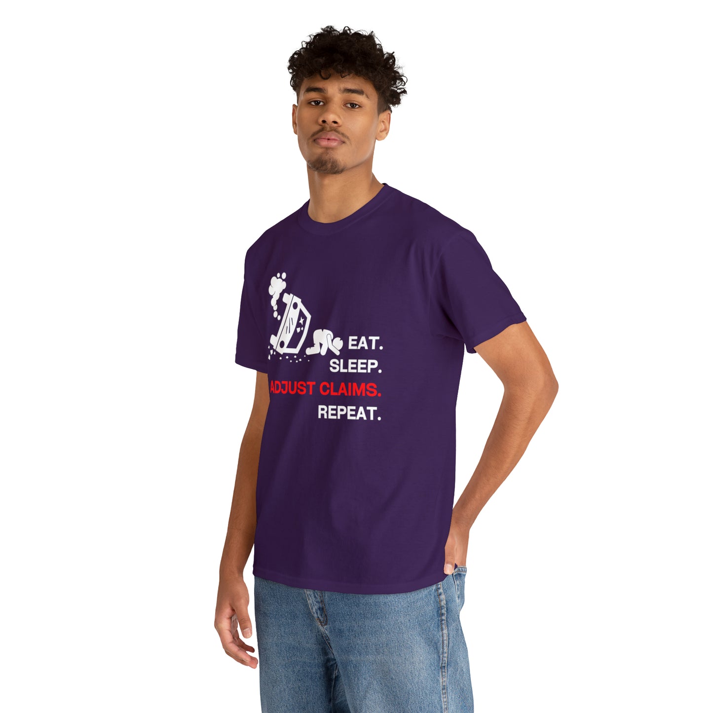Claims Adjuster (Car Flip/Driver/White) Unisex Heavy Cotton Tee