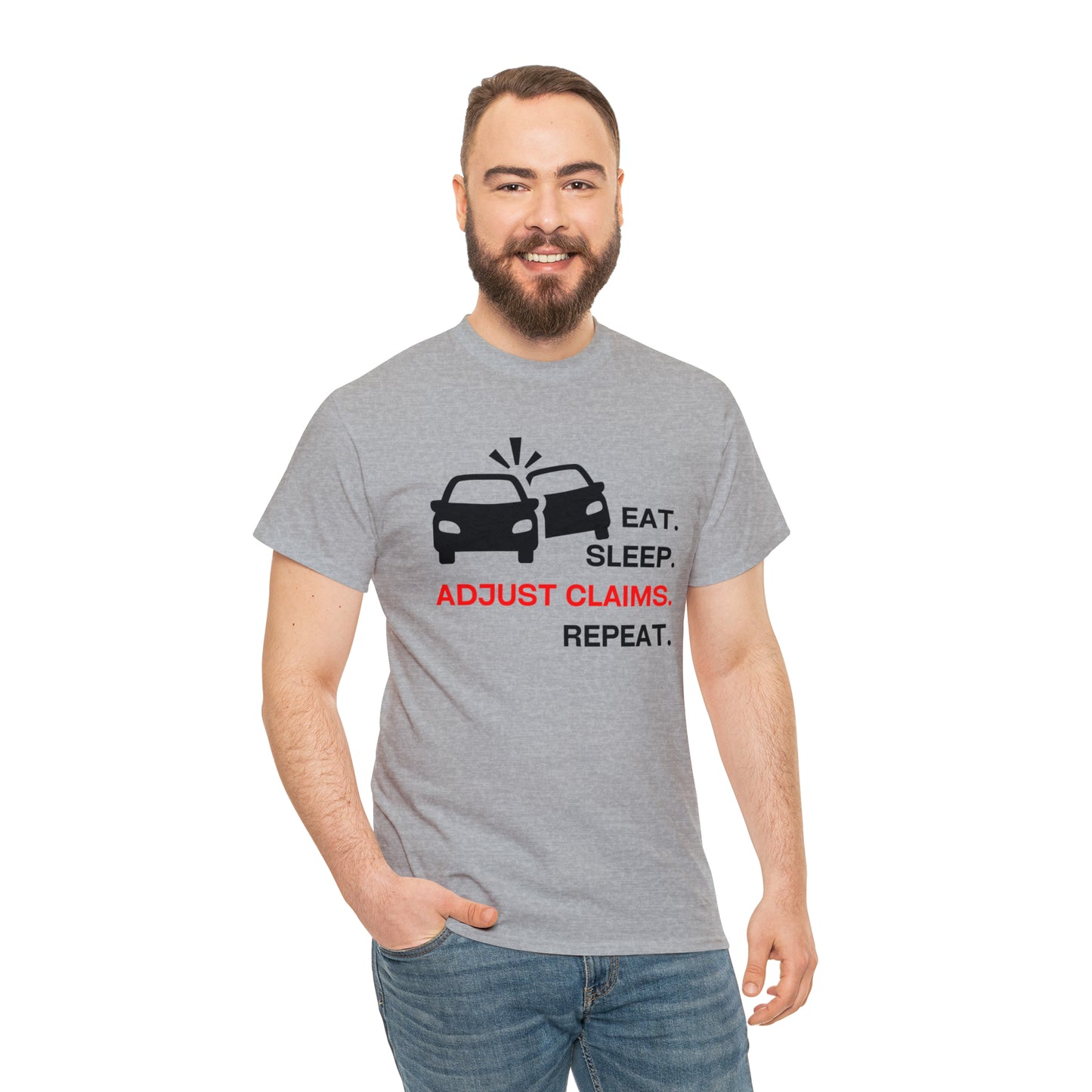 Claims Adjuster (Double Car/ Black Print) Unisex Heavy Cotton Tee