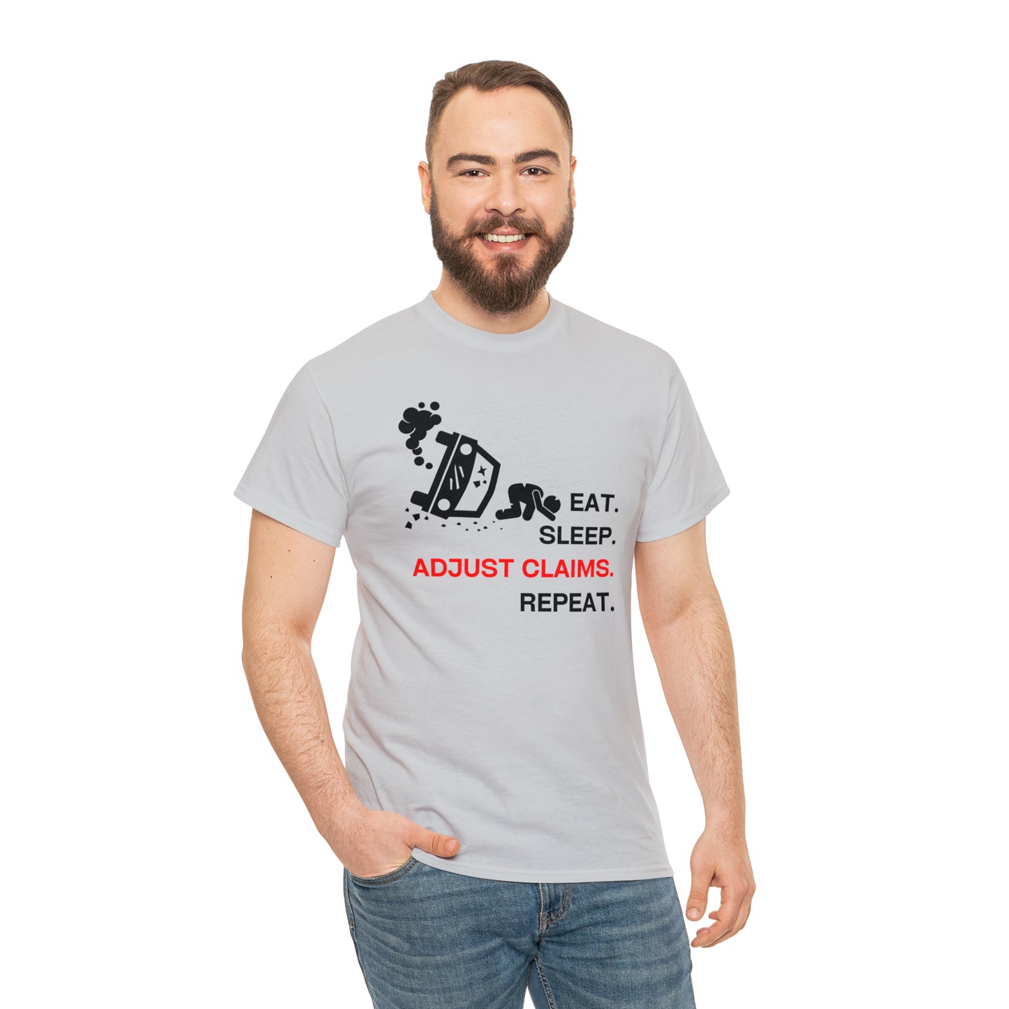 Claims Adjuster (Car Flip/Driver/Black) Unisex Heavy Cotton Tee