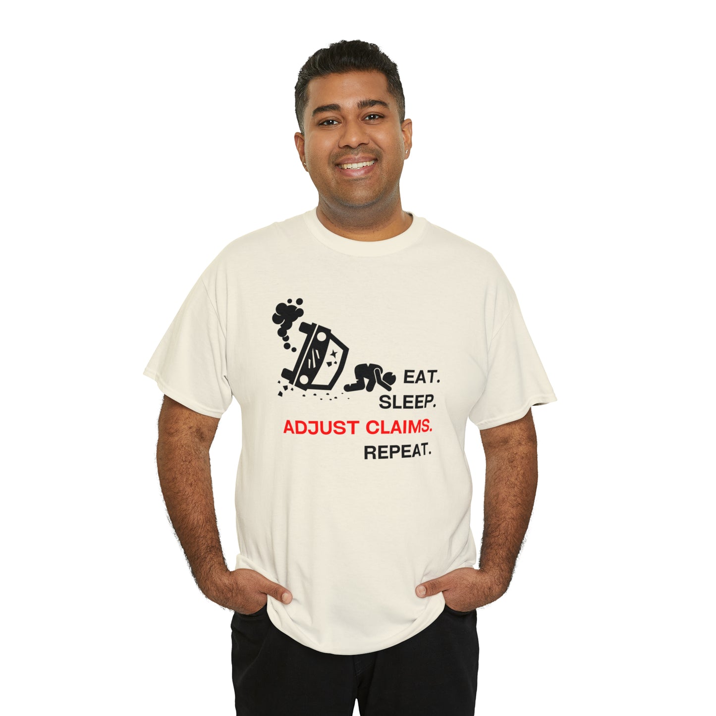 Claims Adjuster (Car Flip/Driver/Black) Unisex Heavy Cotton Tee