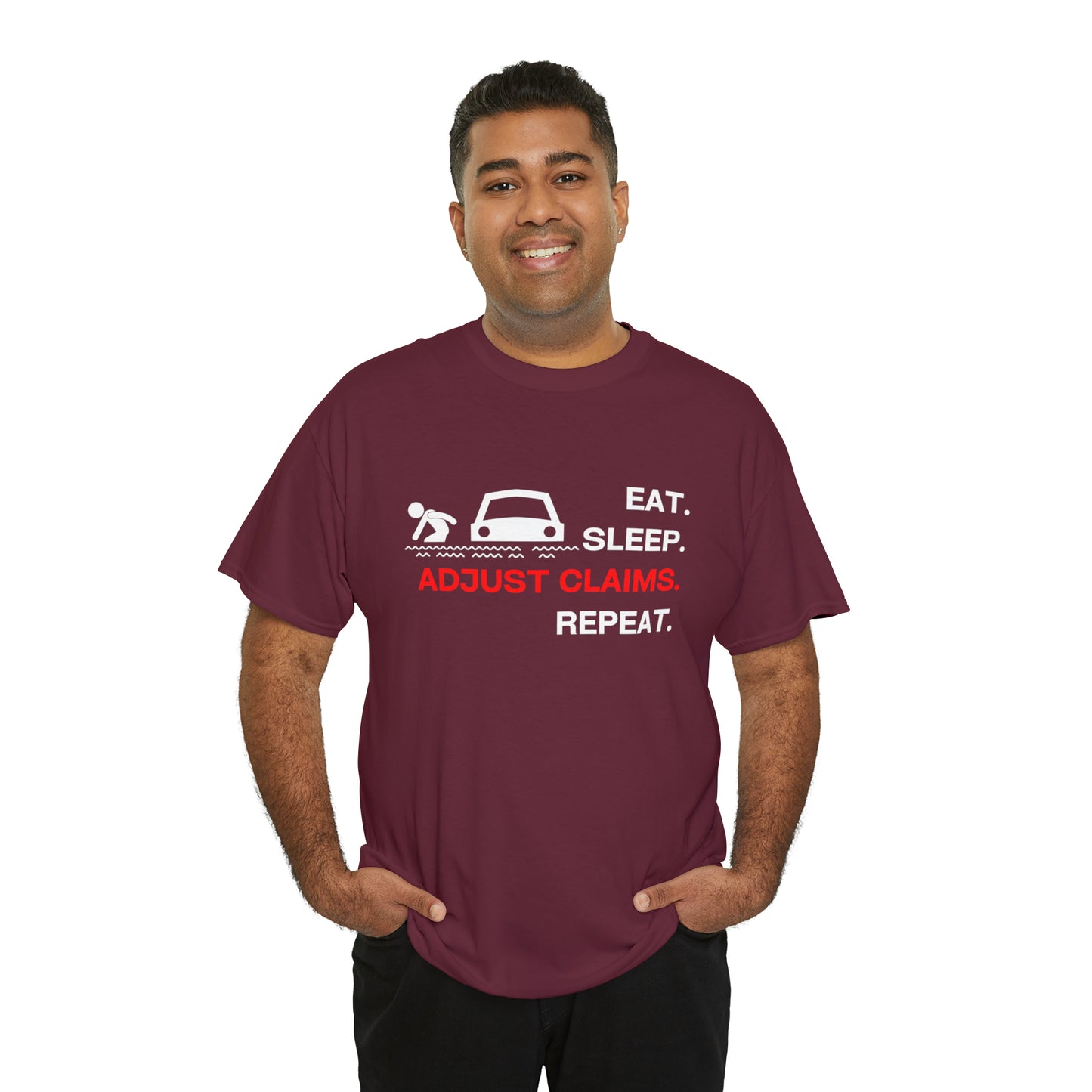 Claims Adjuster (Flooded Car / White) Unisex Heavy Cotton Tee