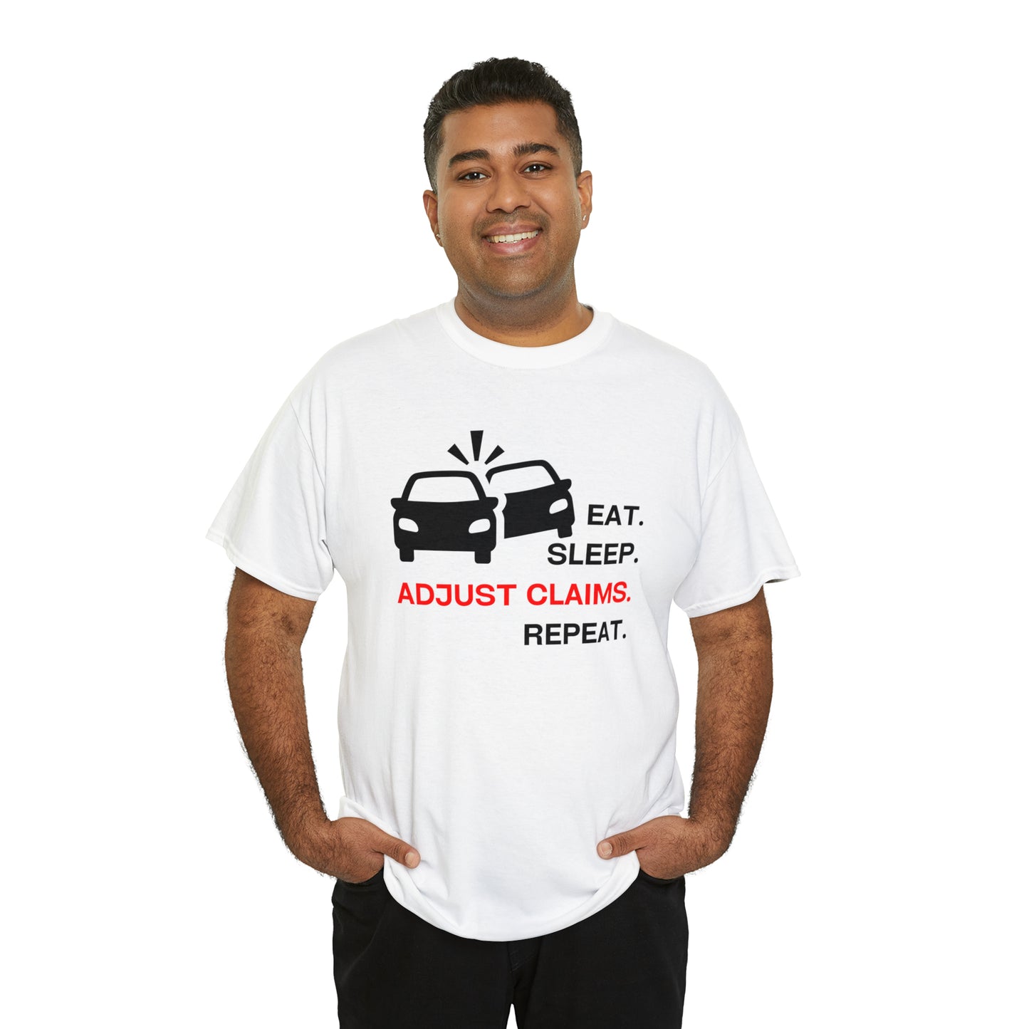 Claims Adjuster (Double Car/ Black Print) Unisex Heavy Cotton Tee