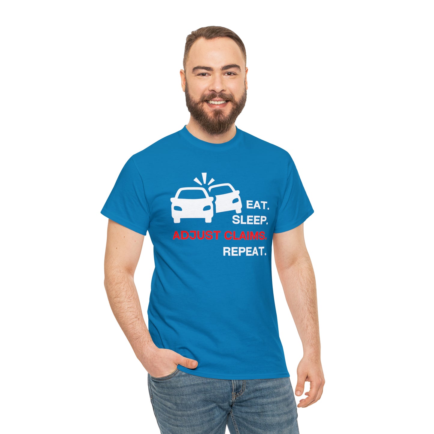 Claims Adjuster (Double Car/ White Print) Unisex Heavy Cotton Tee