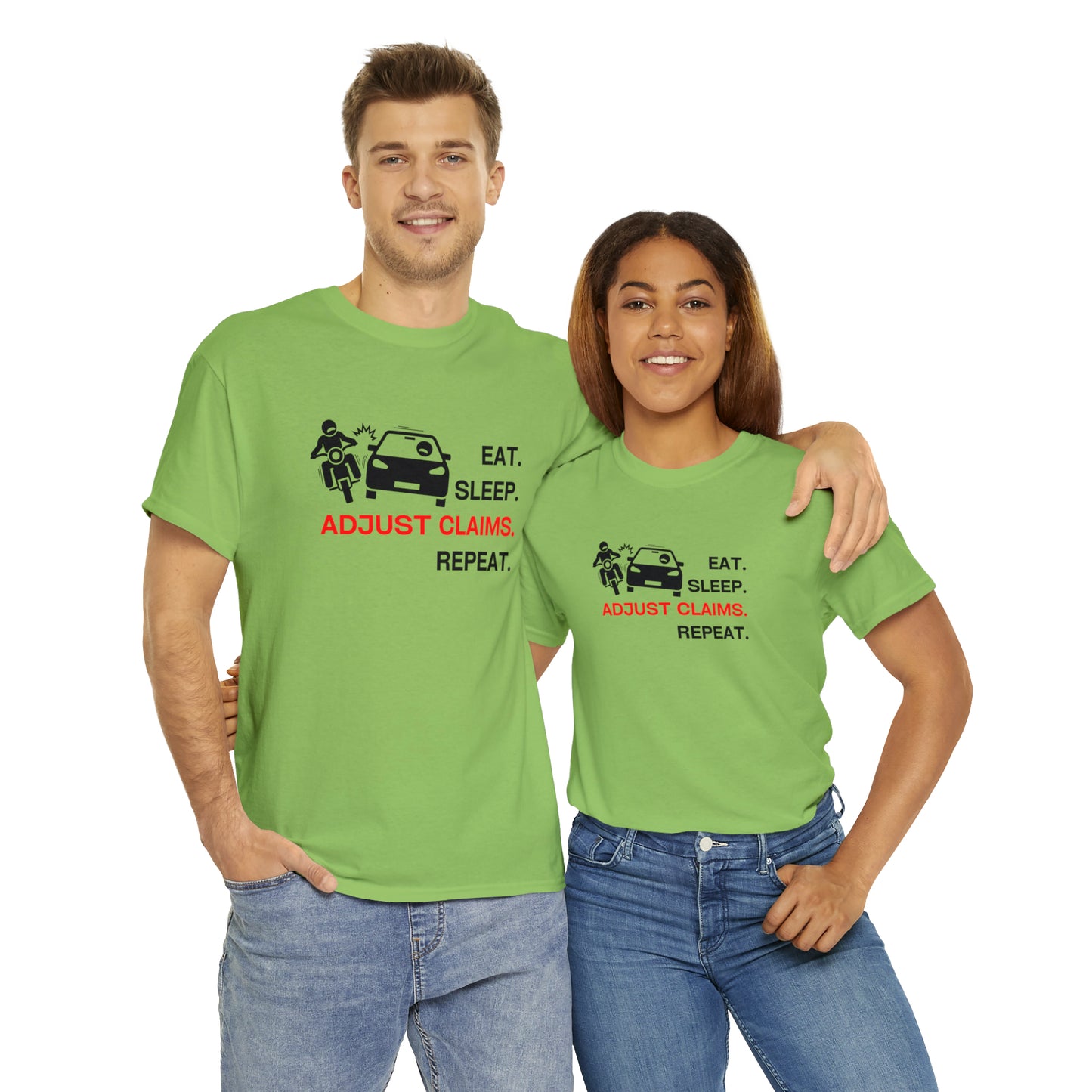 Claims Adjuster (Motorcyclist / Car / Black) Unisex Heavy Cotton Tee