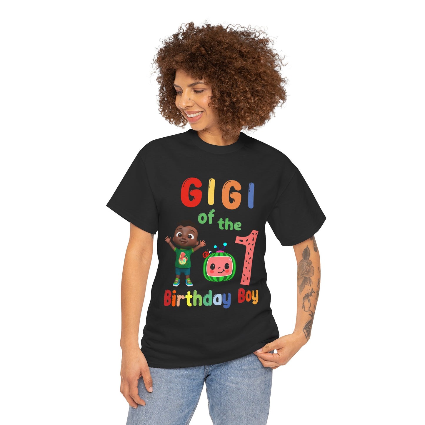 Coco Melon - Birthday Boy- Age 1 - GiGi Heavy Cotton Tee