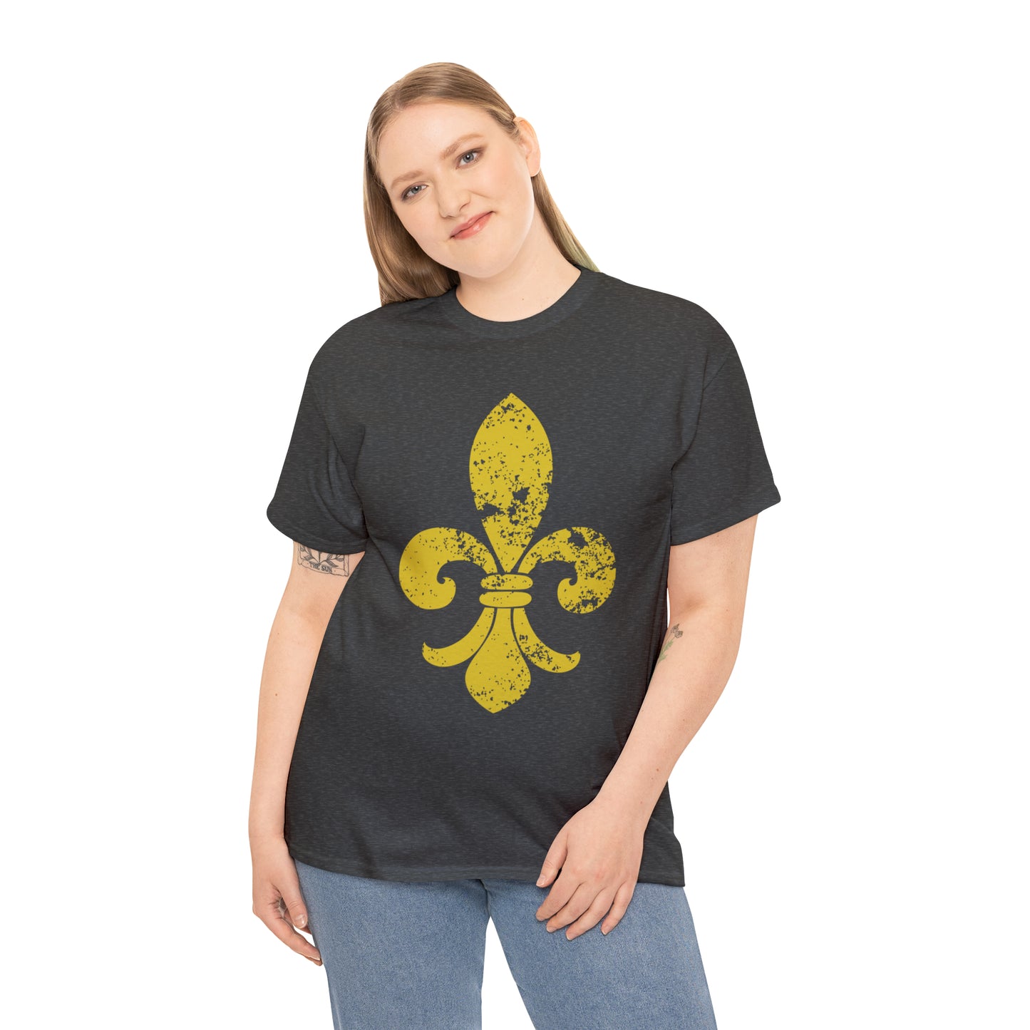 Gold Fleur-De-Lis Heavy Cotton Unisex Tee