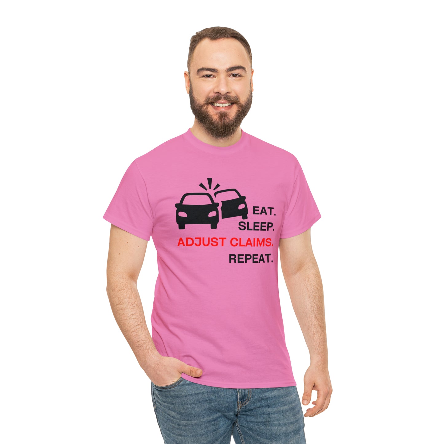 Claims Adjuster (Double Car/ Black Print) Unisex Heavy Cotton Tee