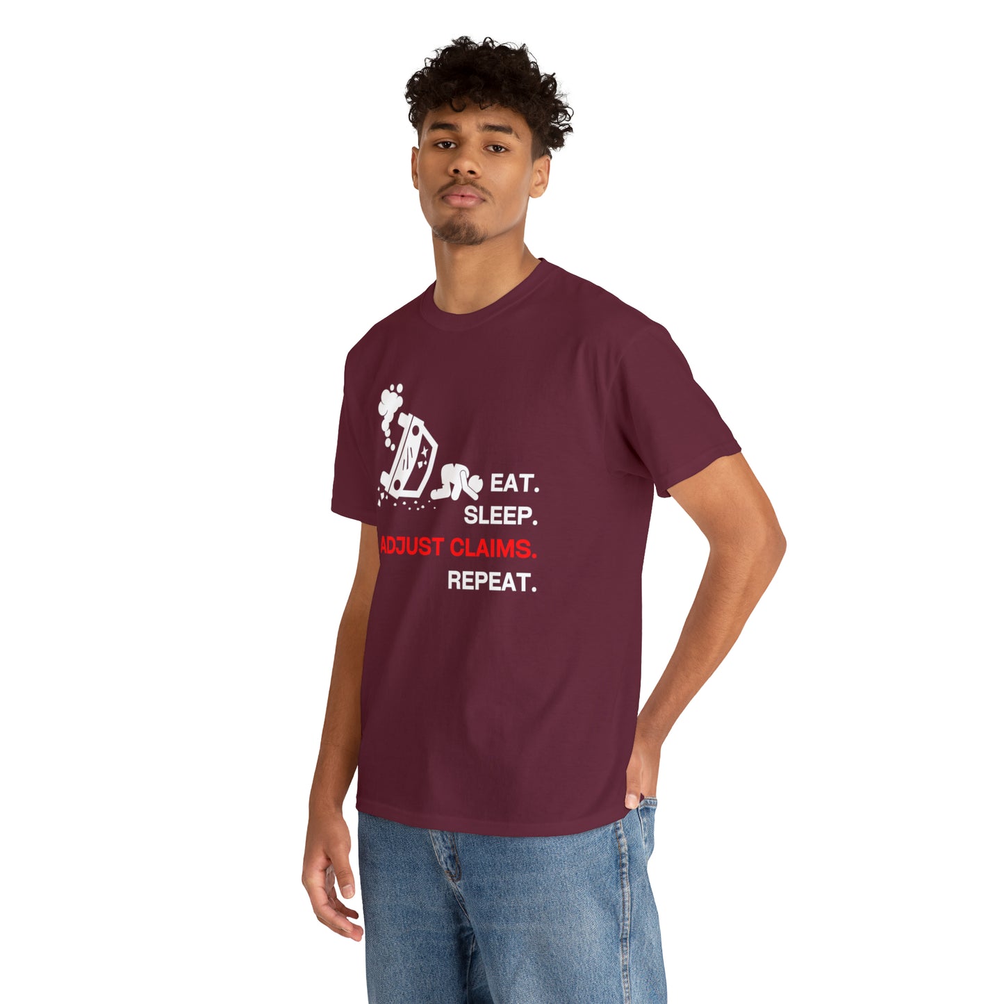 Claims Adjuster (Car Flip/Driver/White) Unisex Heavy Cotton Tee