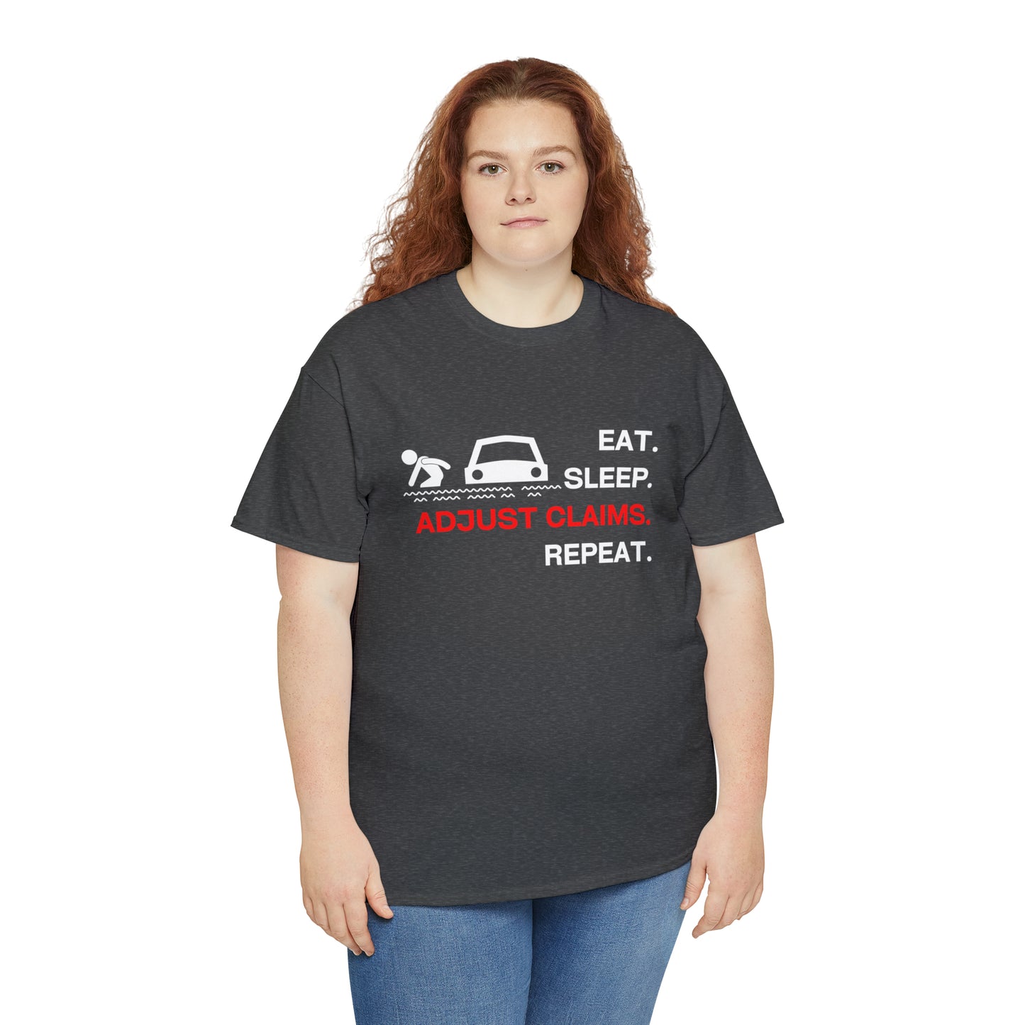 Claims Adjuster (Flooded Car / White) Unisex Heavy Cotton Tee