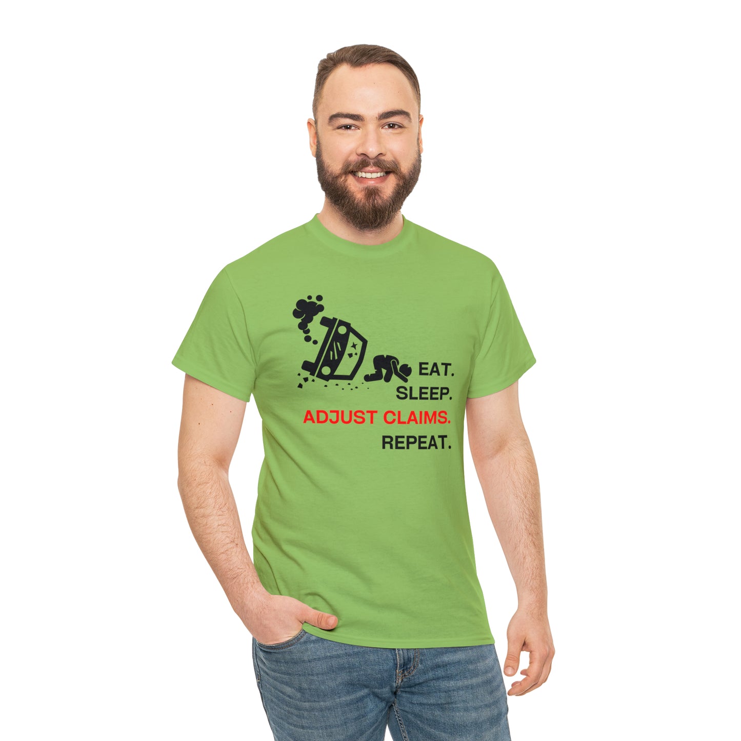 Claims Adjuster (Car Flip/Driver/Black) Unisex Heavy Cotton Tee