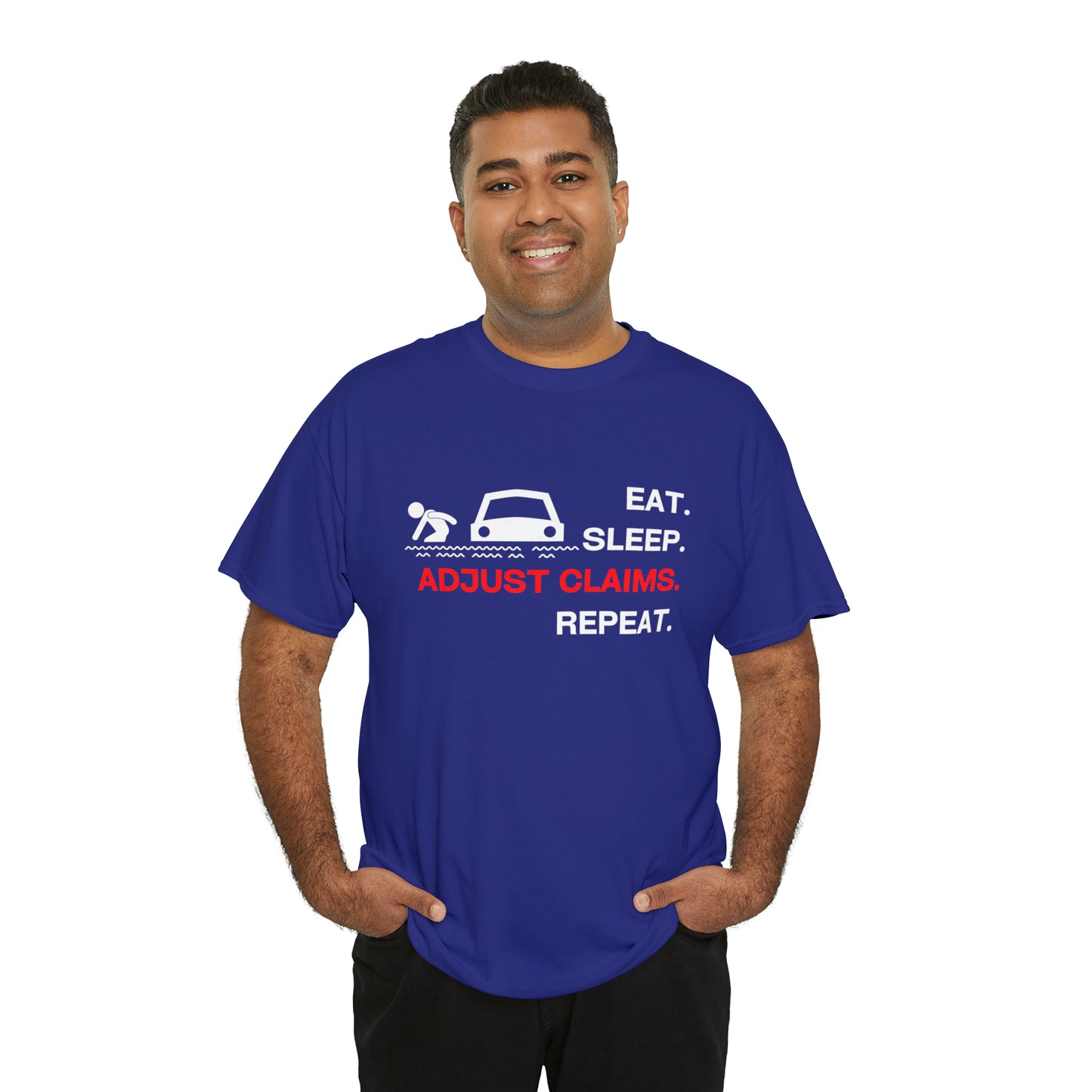 Claims Adjuster (Flooded Car / White) Unisex Heavy Cotton Tee
