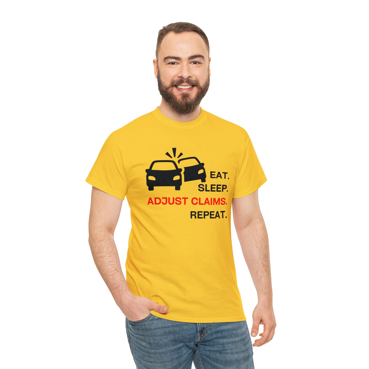 Claims Adjuster (Double Car/ Black Print) Unisex Heavy Cotton Tee