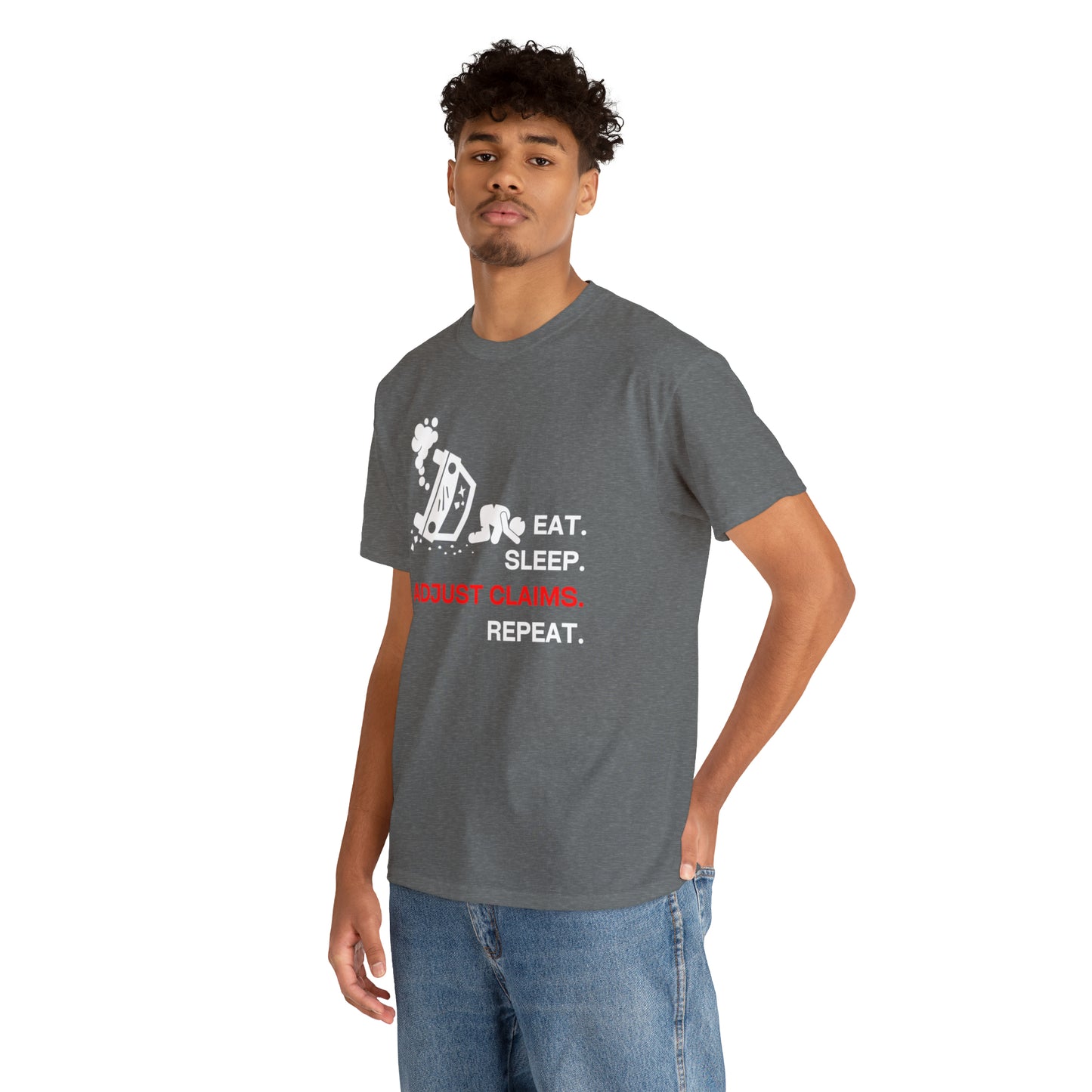 Claims Adjuster (Car Flip/Driver/White) Unisex Heavy Cotton Tee