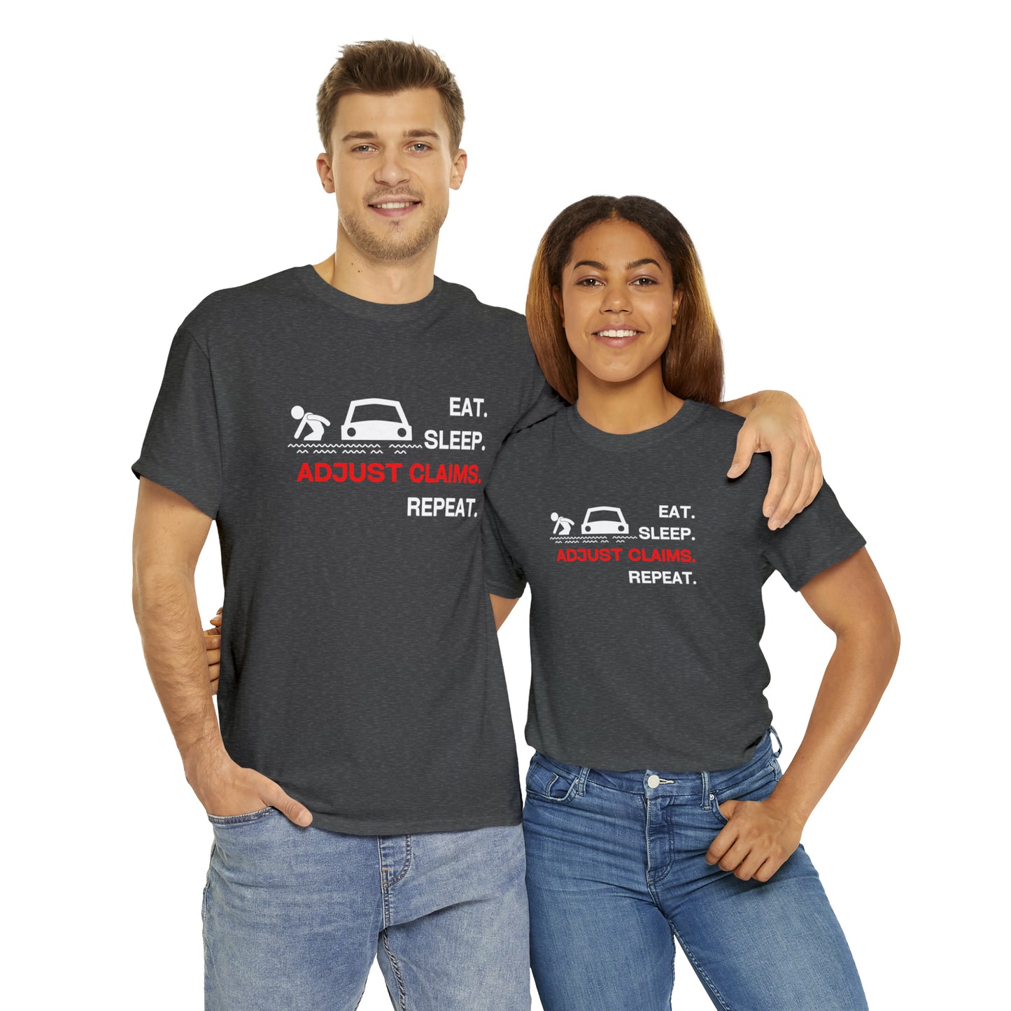 Claims Adjuster (Flooded Car / White) Unisex Heavy Cotton Tee