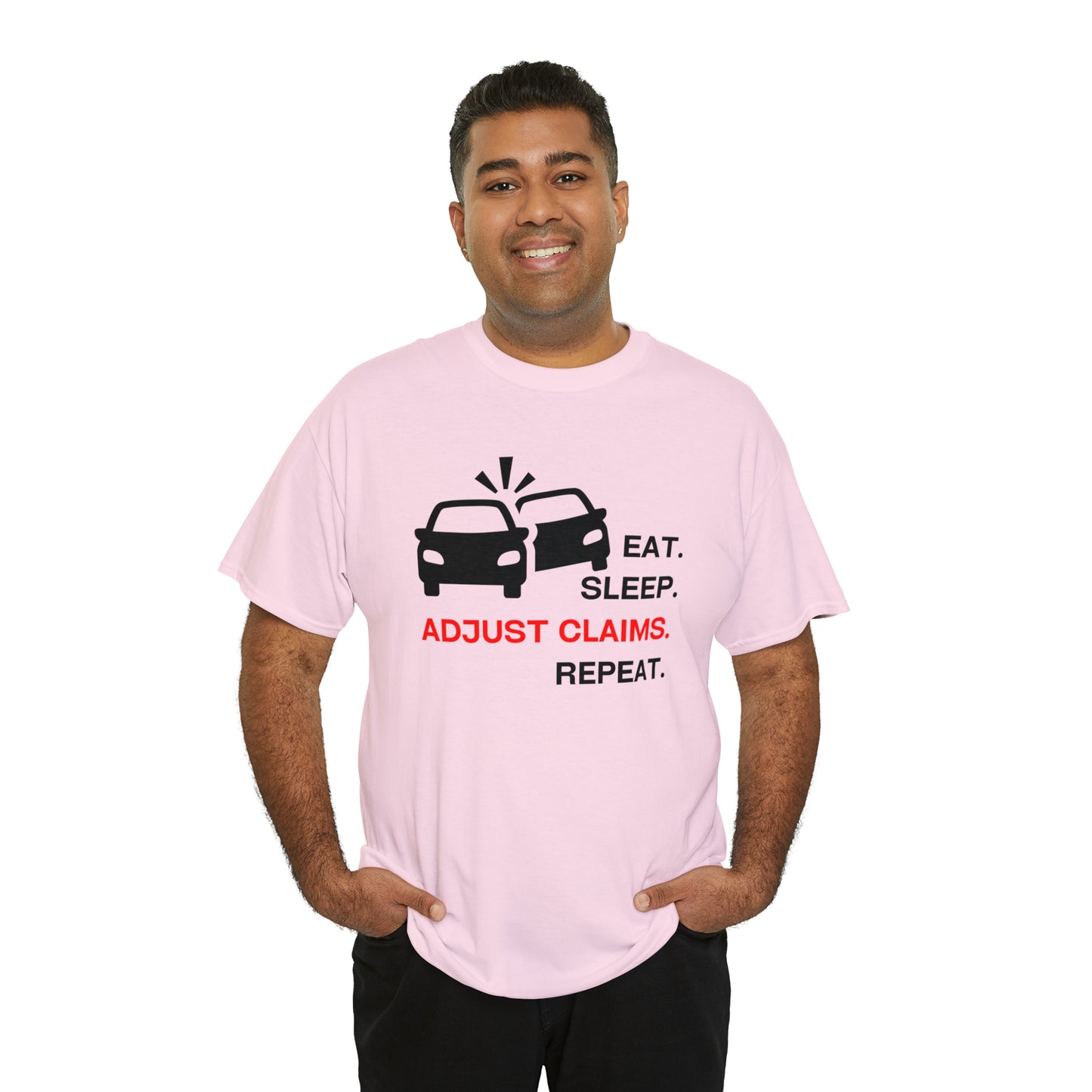 Claims Adjuster (Double Car/ Black Print) Unisex Heavy Cotton Tee