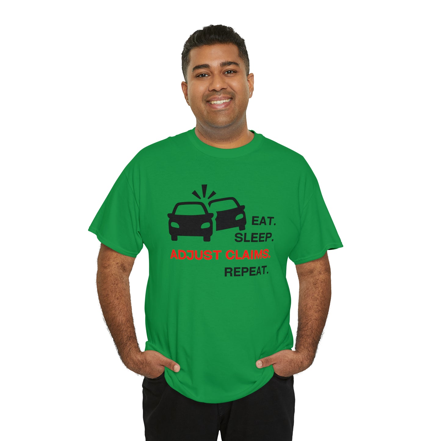 Claims Adjuster (Double Car/ Black Print) Unisex Heavy Cotton Tee