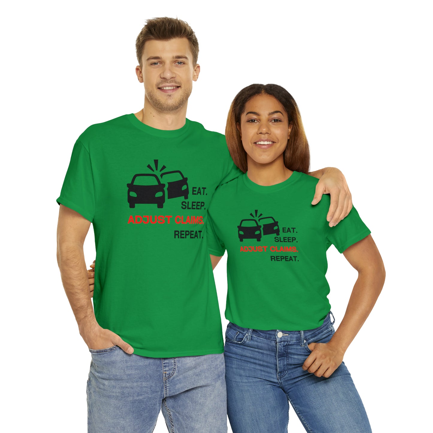Claims Adjuster (Double Car/ Black Print) Unisex Heavy Cotton Tee