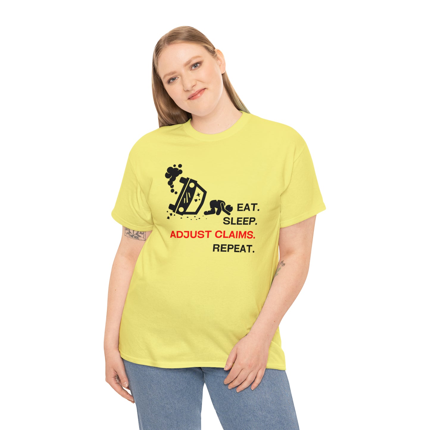 Claims Adjuster (Car Flip/Driver/Black) Unisex Heavy Cotton Tee